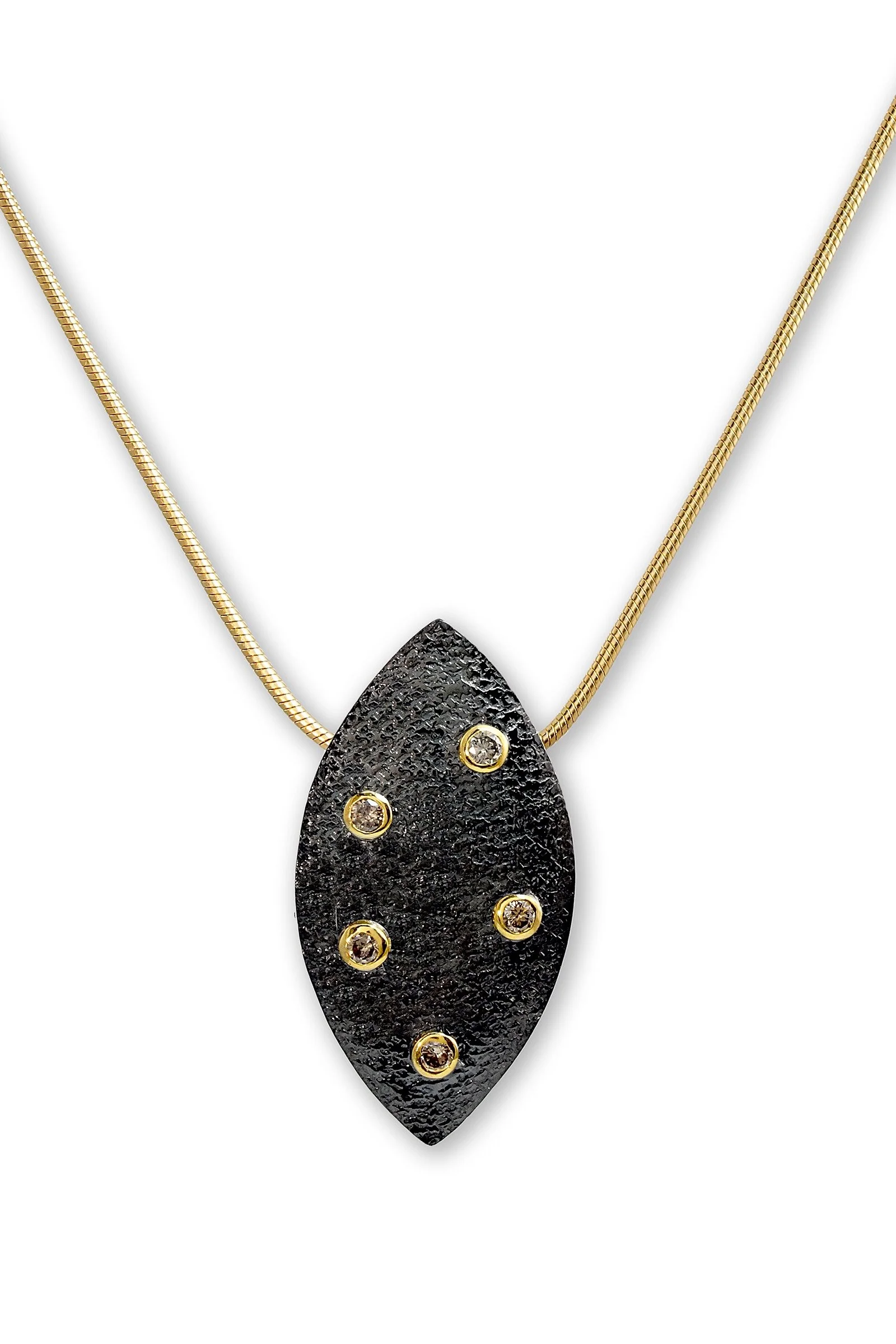 14k Gold & Black Rhodium Champagne Diamond Necklace