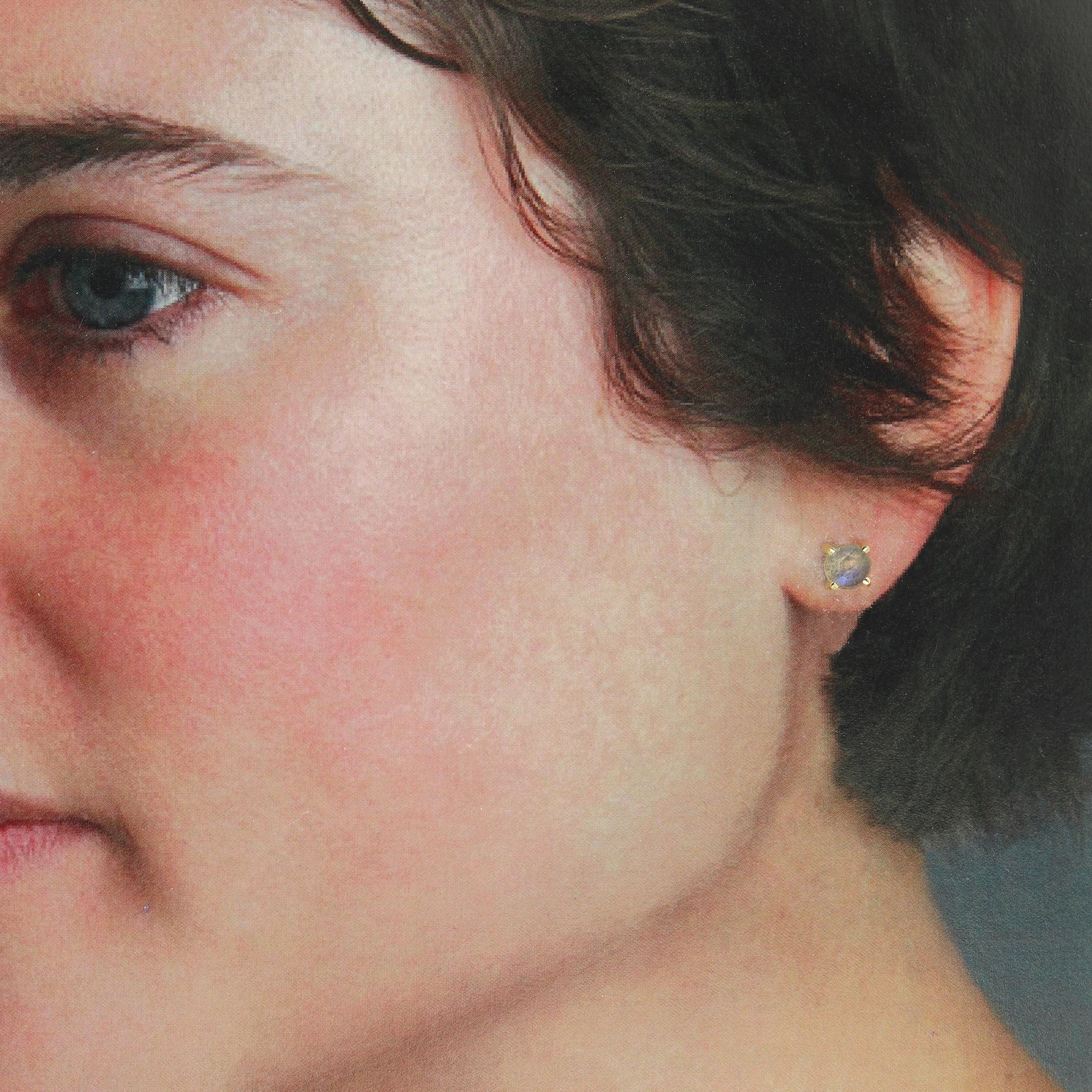 14k Yellow Gold and Labradorite Stud Earrings - Image 3