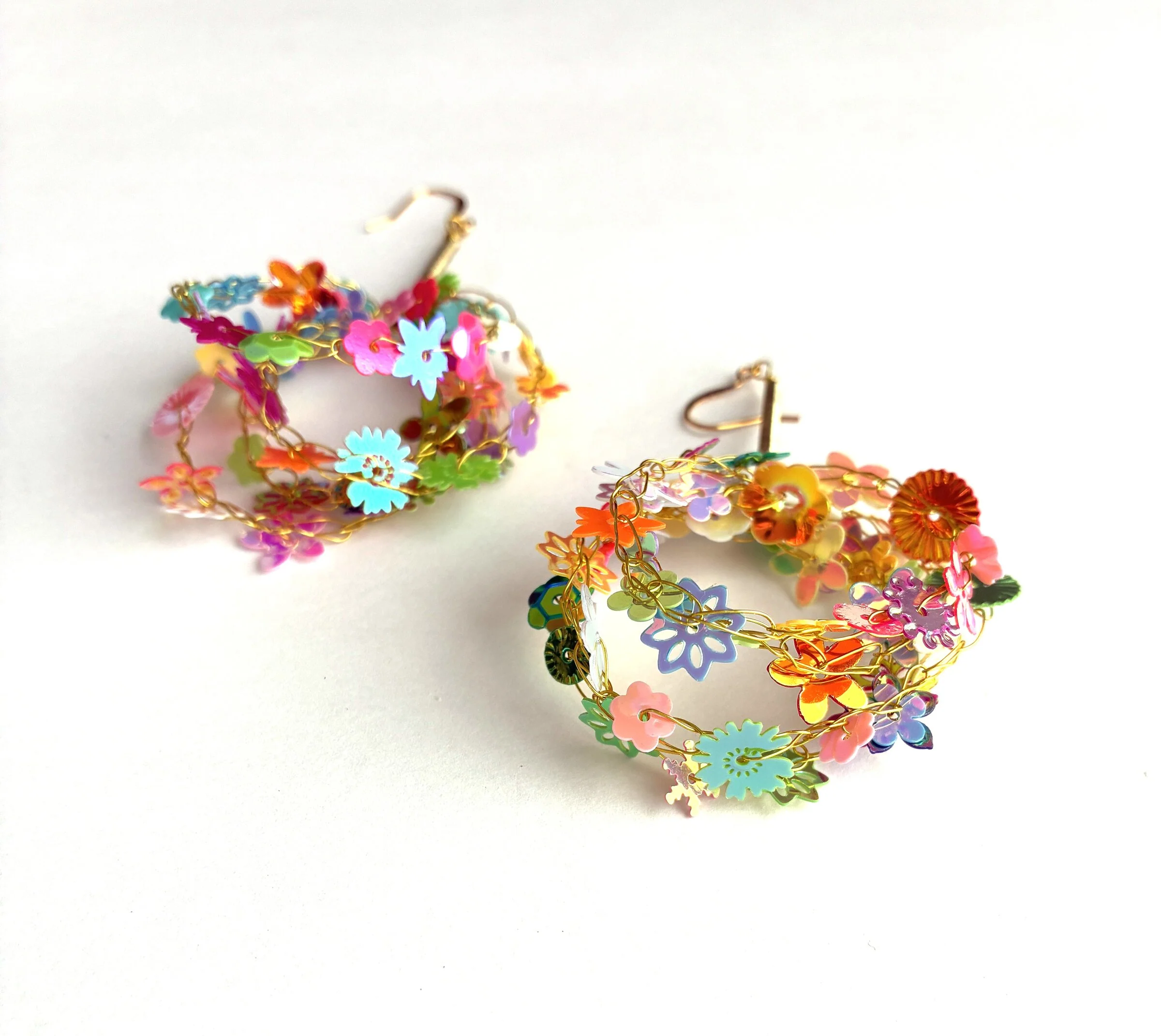3-D Sparkling Floral Earrings - Image 2