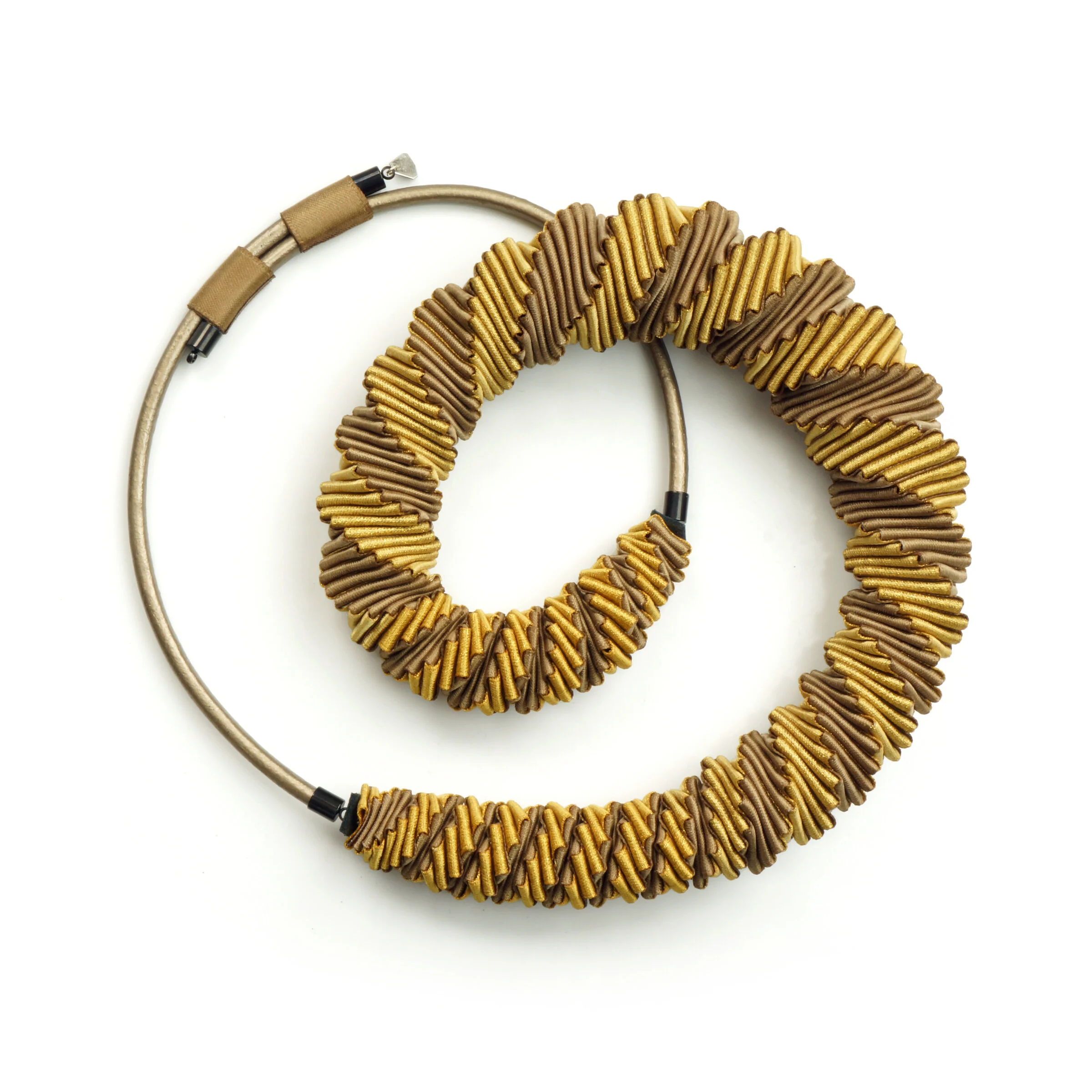 Adjustable Turning Necklace - Gold & Tan - Image 3