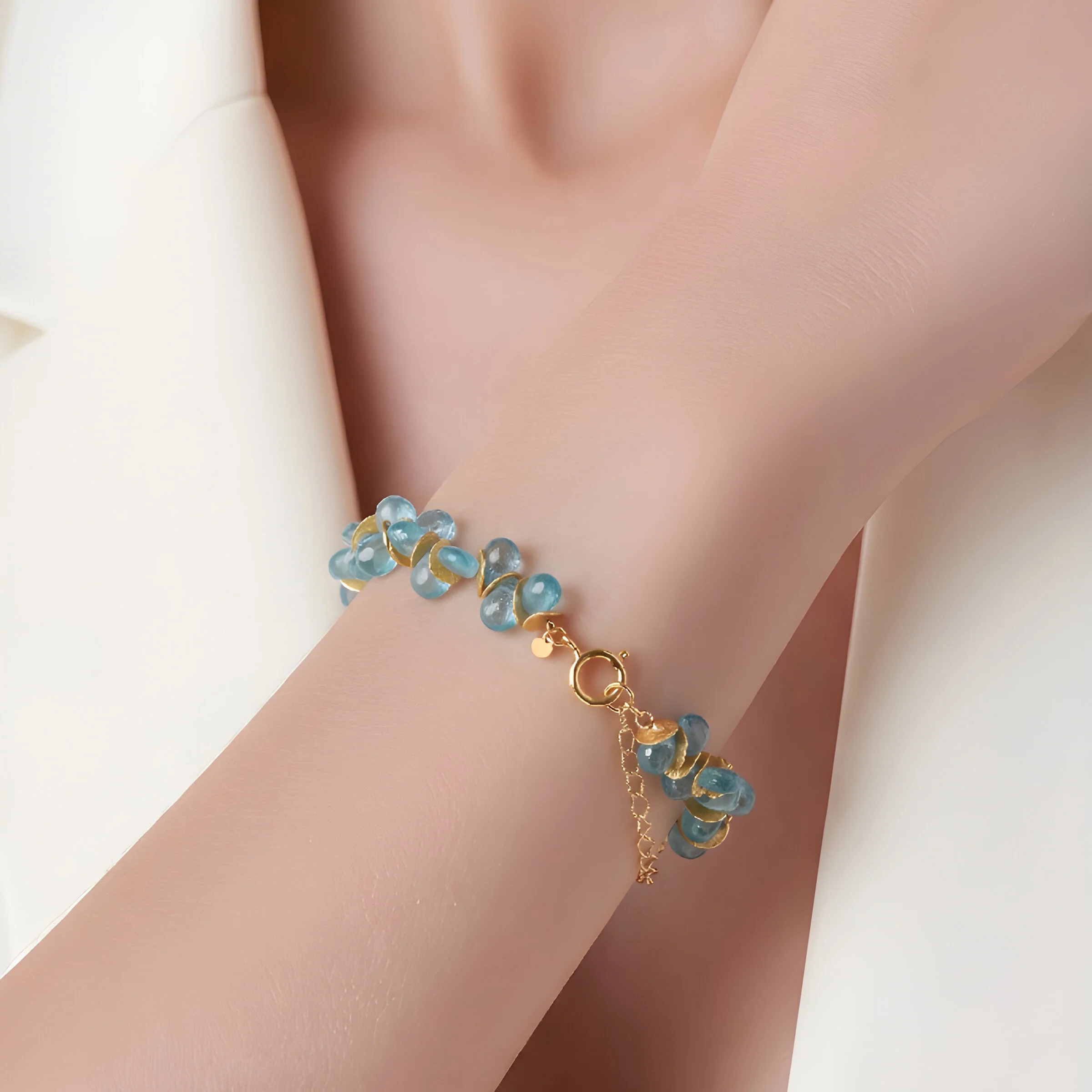 Aqua Apatite Signature Gold Bracelet - Image 2