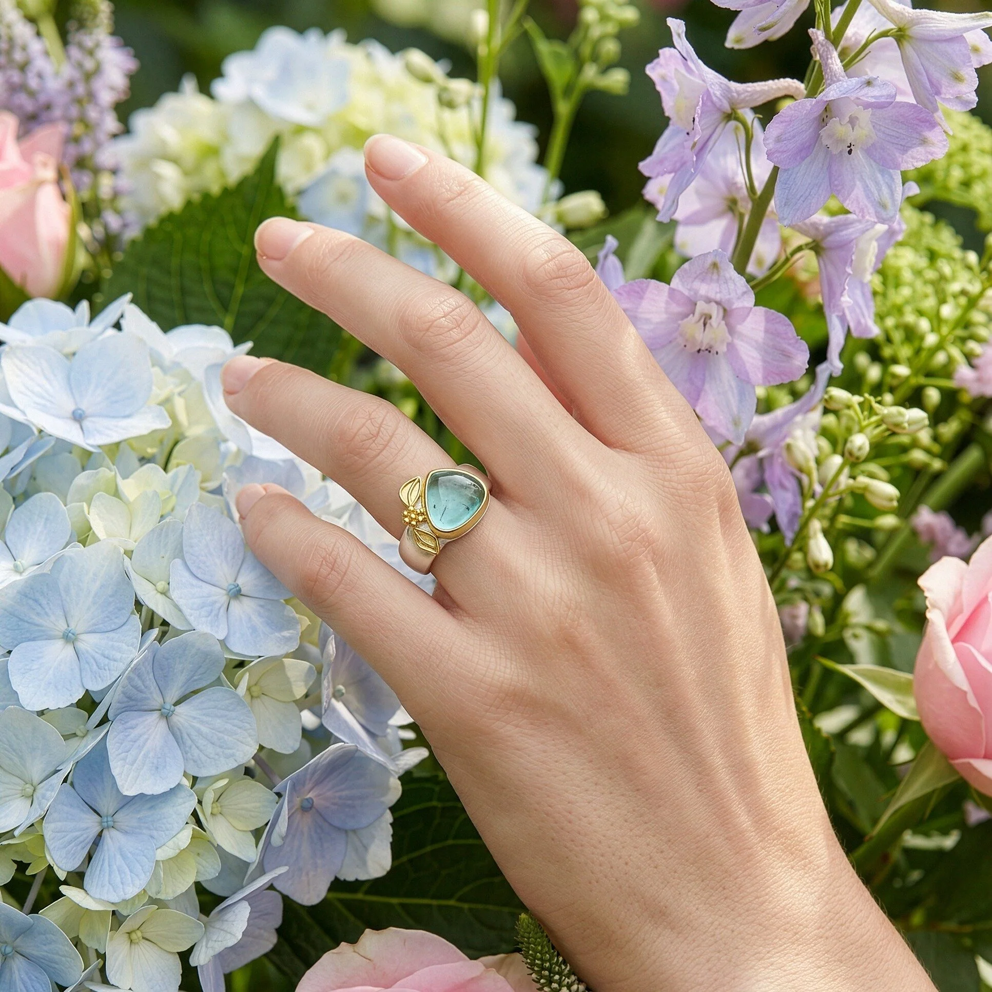 Aqua Blossom Ring - Image 2