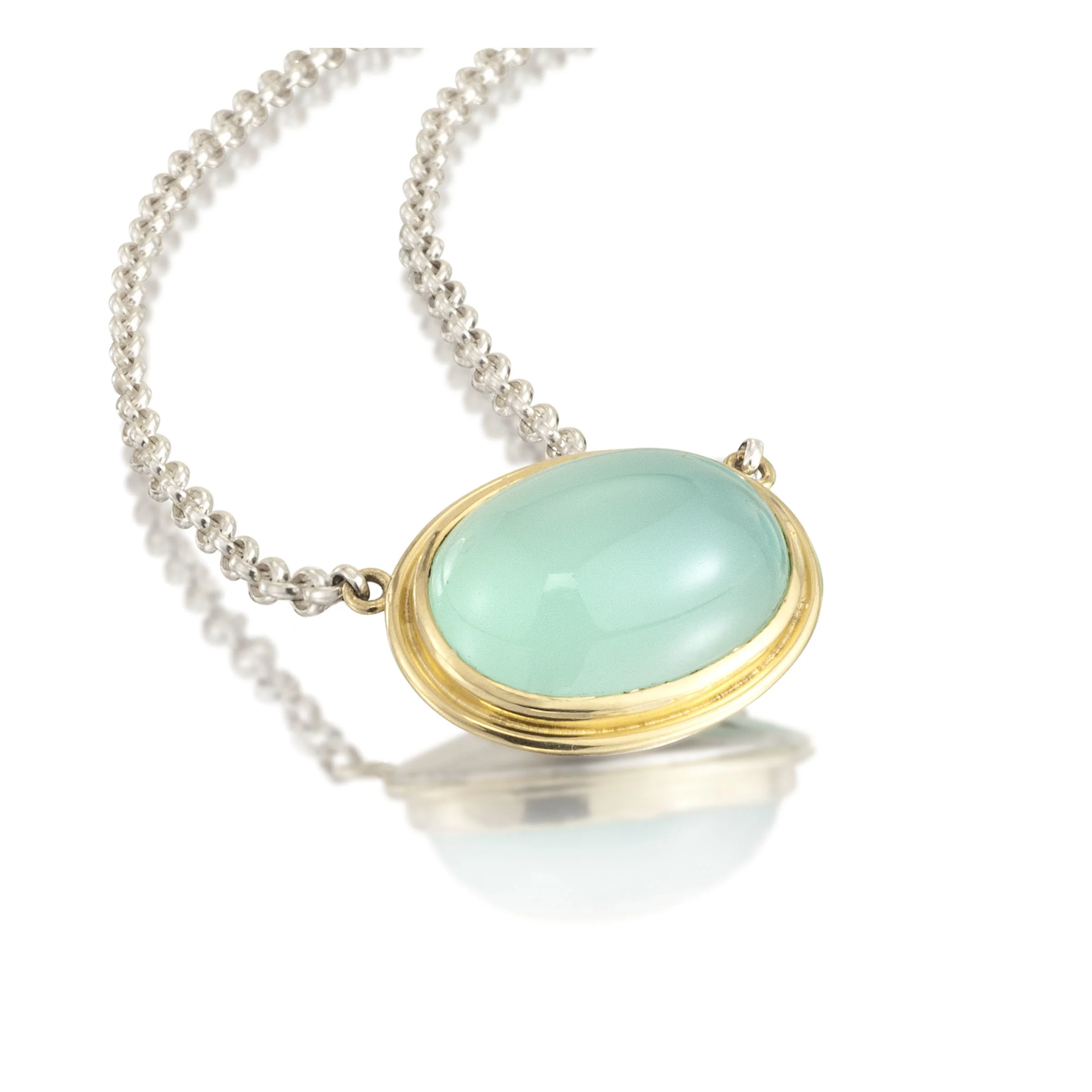 Aqua Chalcedony Cabochon Necklace - Image 2