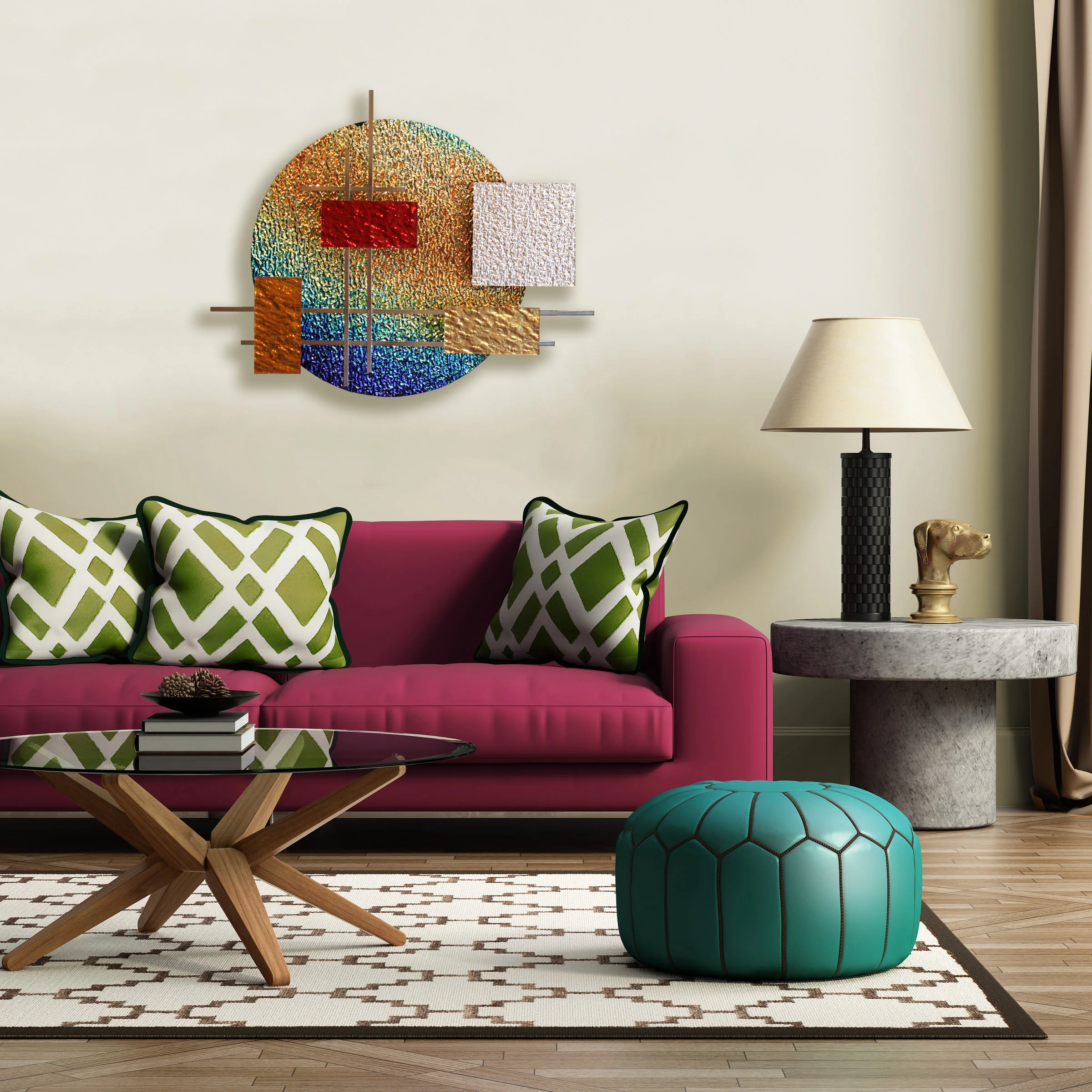 Dichro Glass and Metal Wall Sculpture - Image 4
