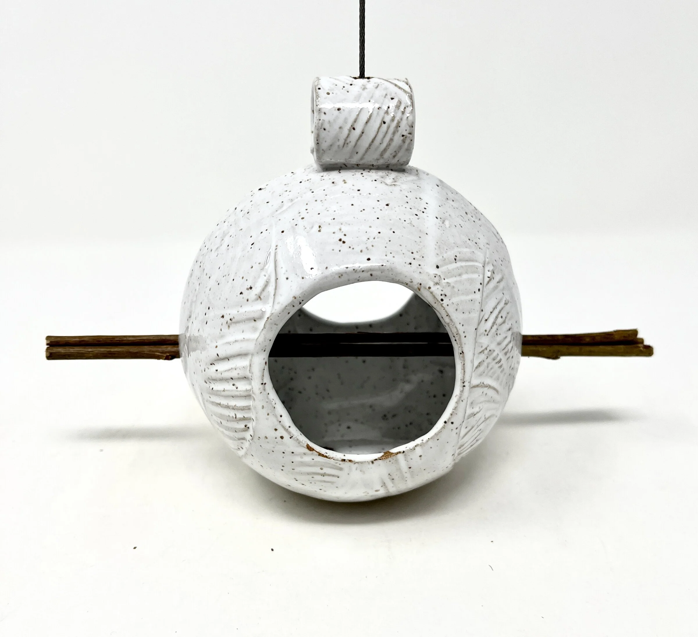 Bauble Bird Feeder - Speckled White