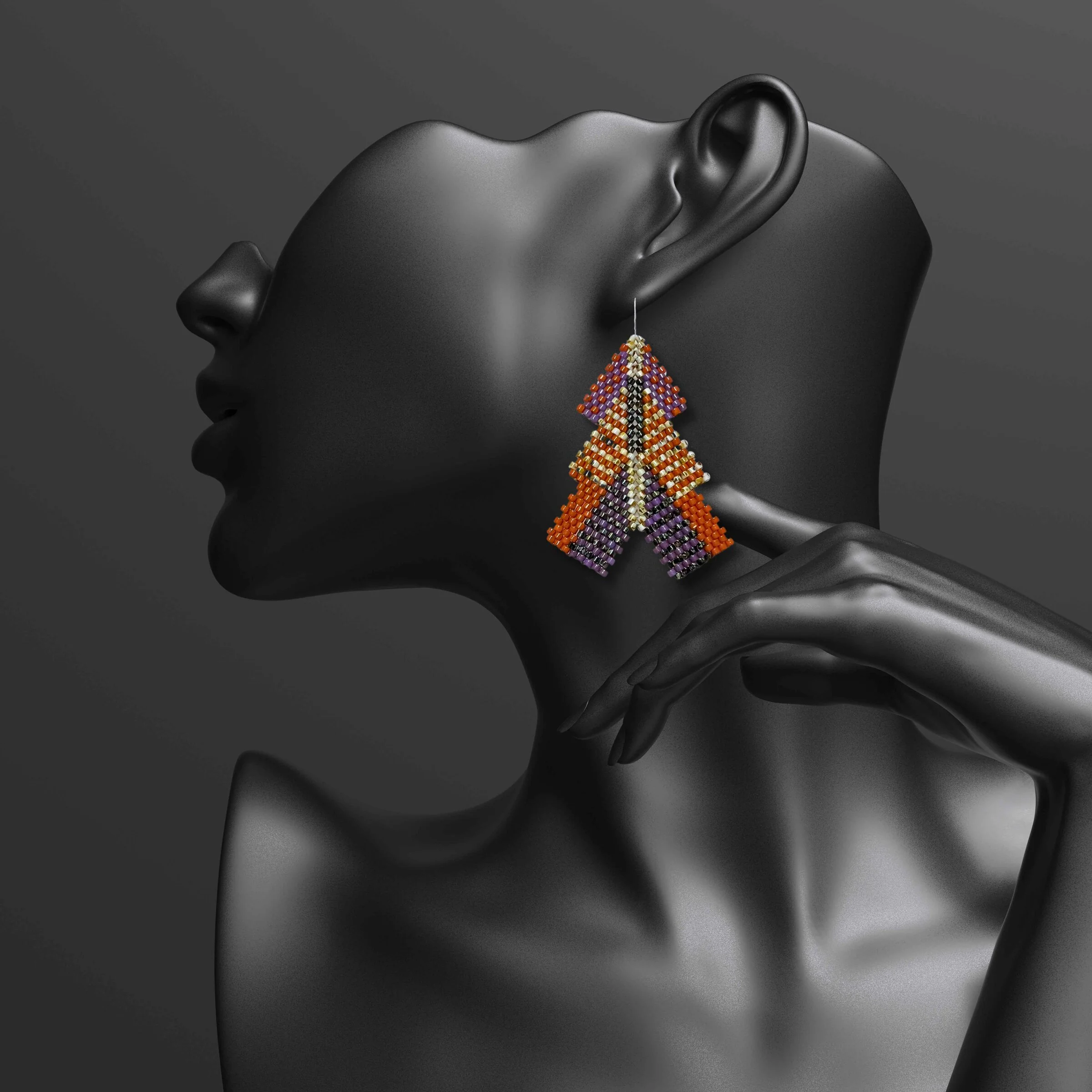 Triple Stacked Chevron Earrings - Image 9