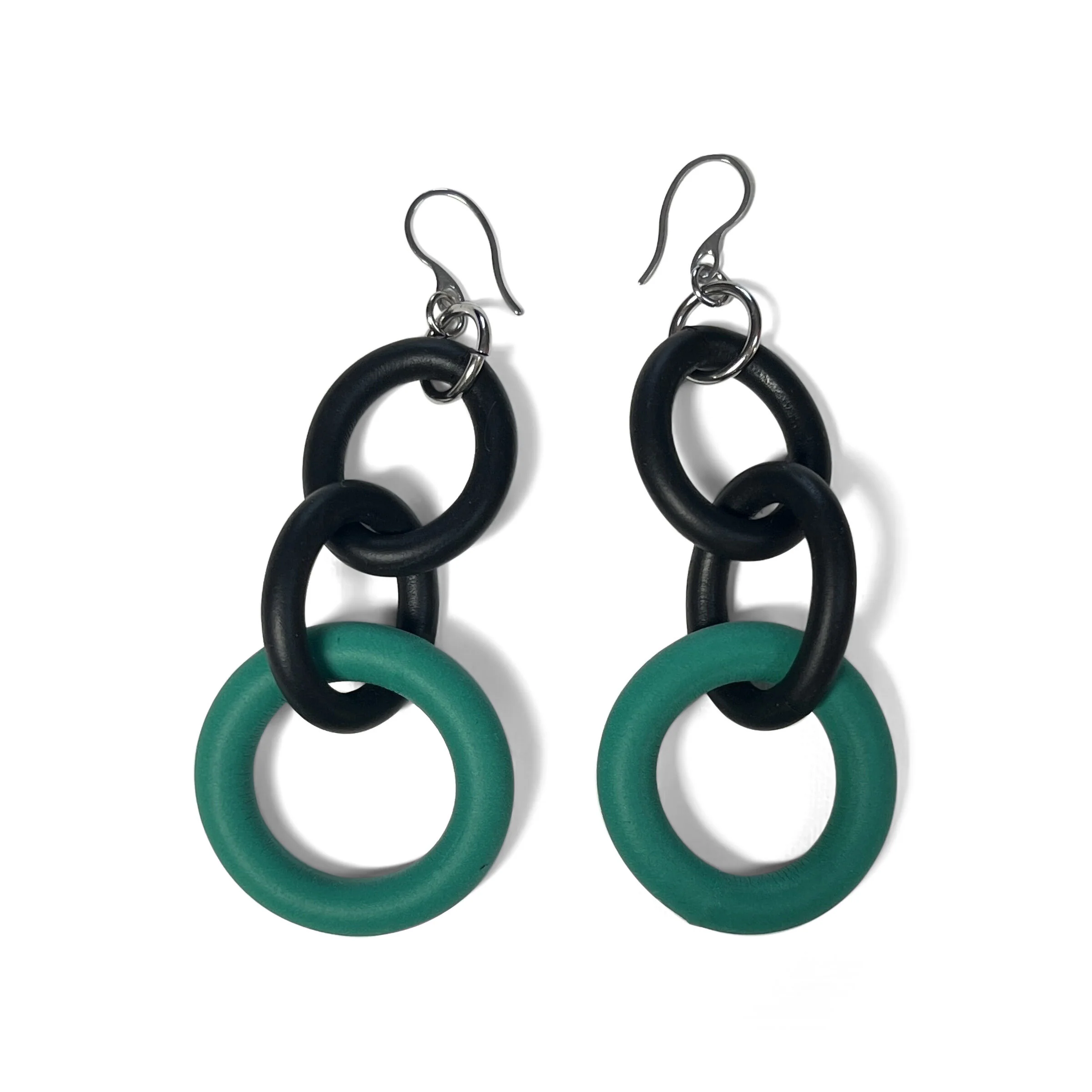 Bicolor Loop Earrings - Green, Golden Ear Wire