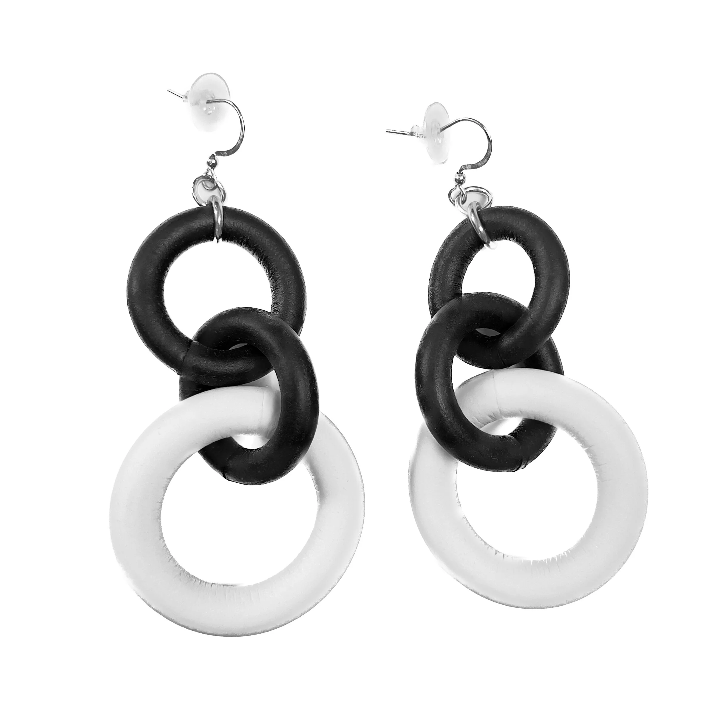 Bicolor Loop Earrings - White, Golden Ear Wire