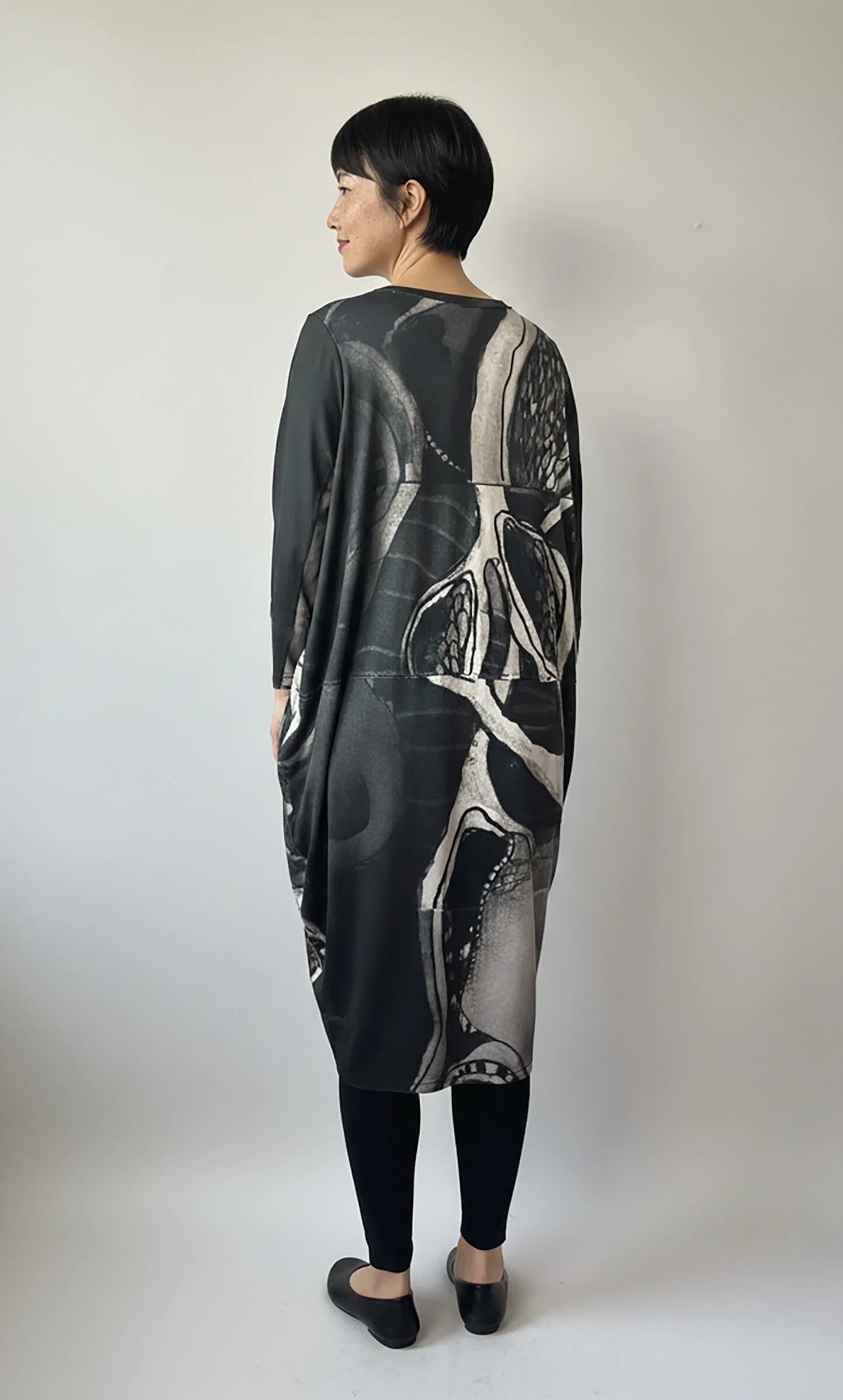 Black and White Tunic Dress - Black/White - Image 2