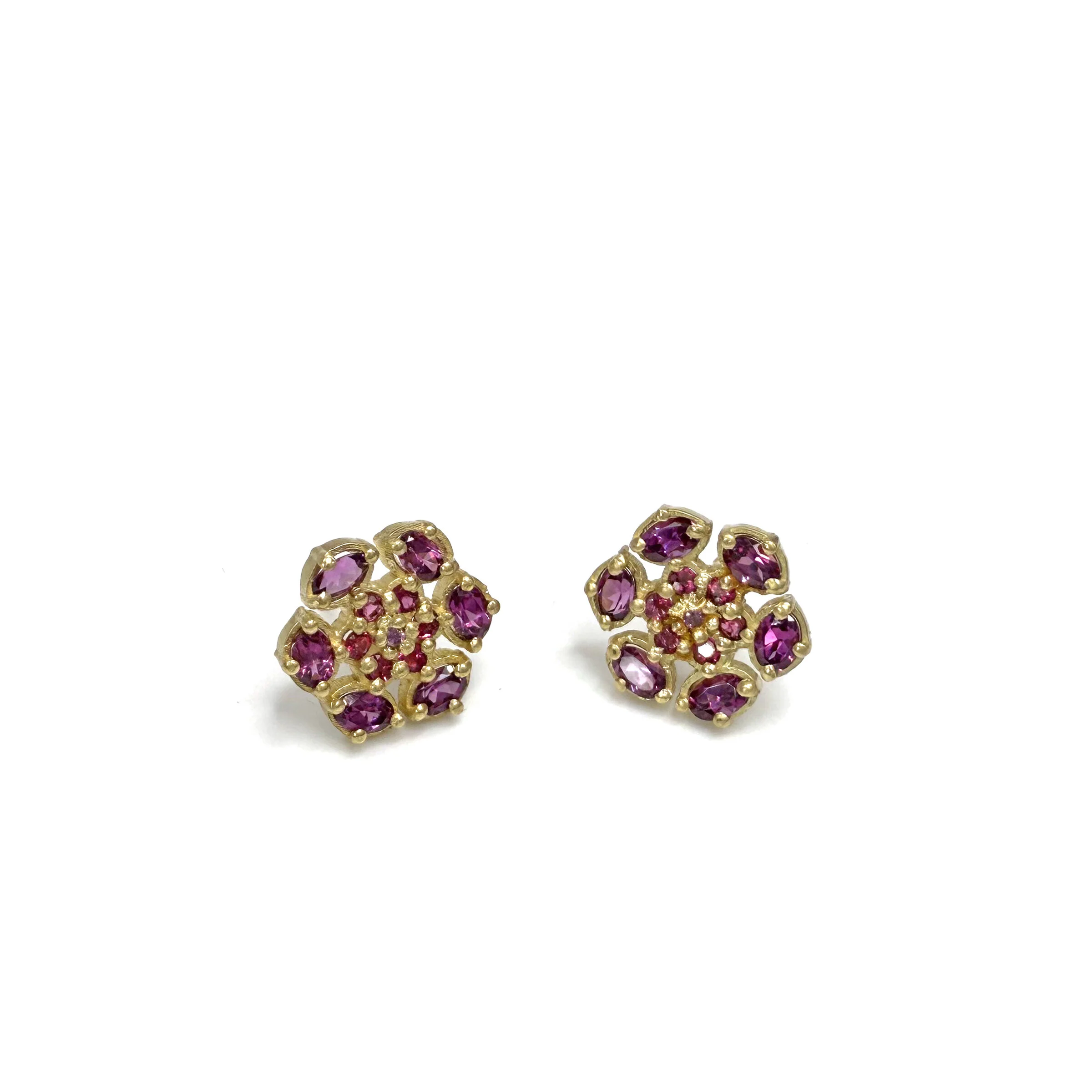 Bloom Stud Earrings with Rubellite, Tourmaline, and Rhodolite Garnet - Image 5