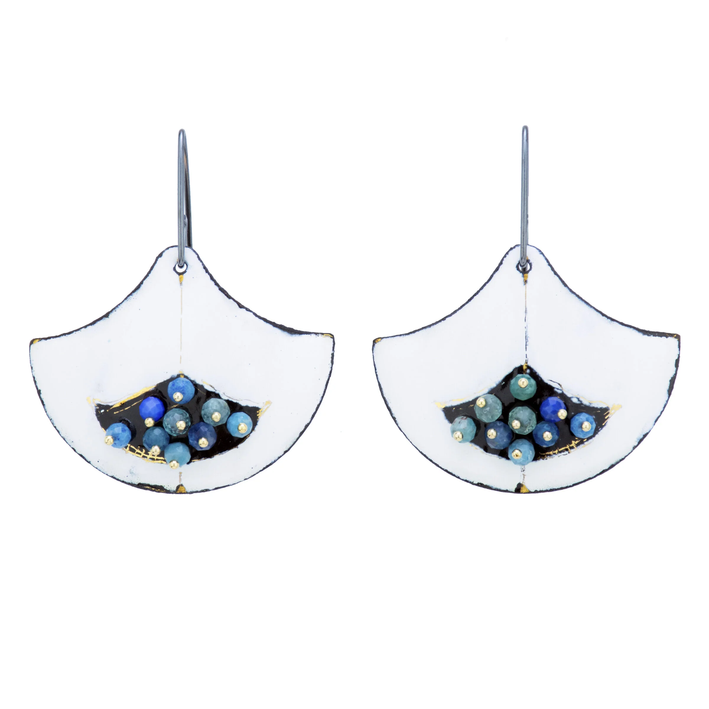 Blue Gem Fan Earrings