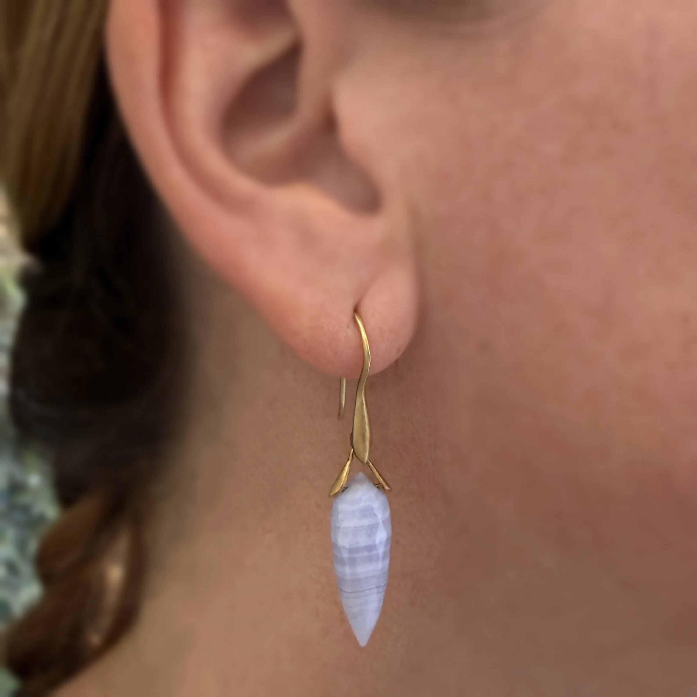 Blue Lace Agate Trapeze Earrings II - Image 3