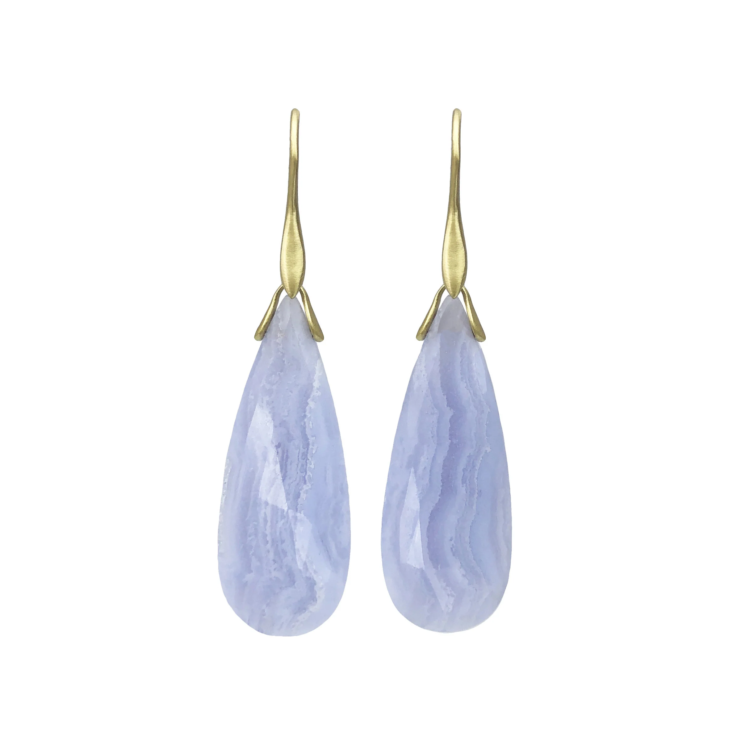 Blue Lace Agate Trapeze Earrings