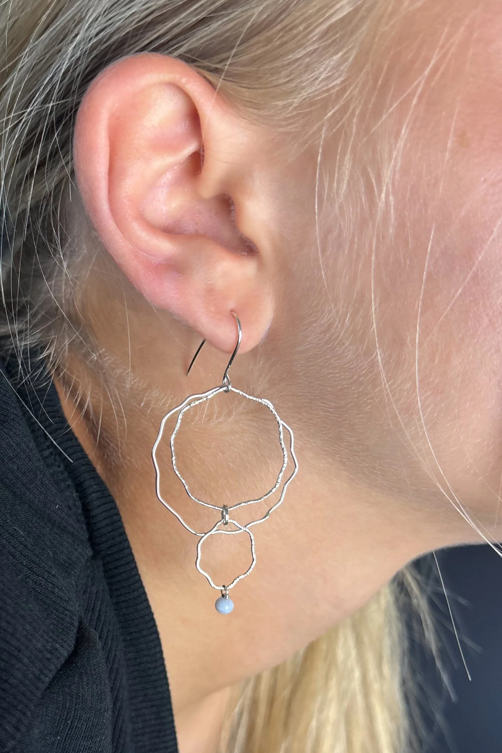 Blue Lace Blossom Earrings - Image 2