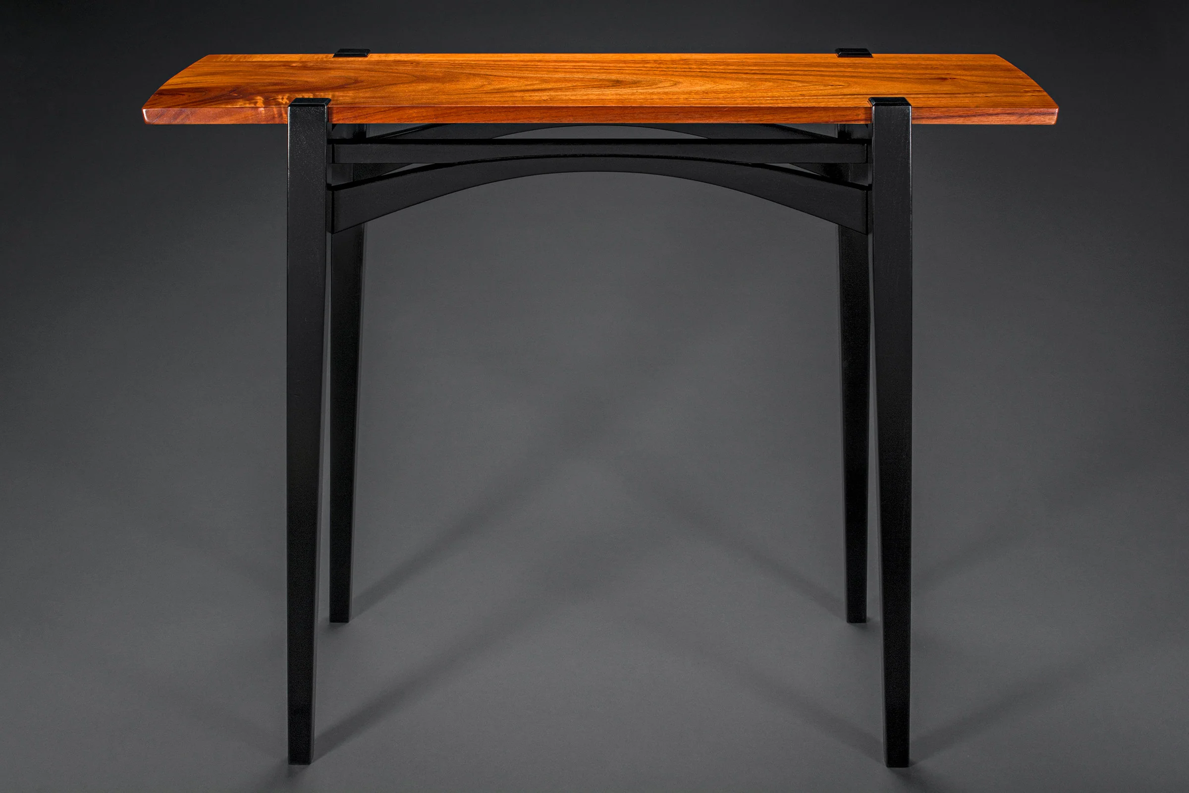 Bridge Series Console Table - Hawaiian Koa Wood Top with Black Legs