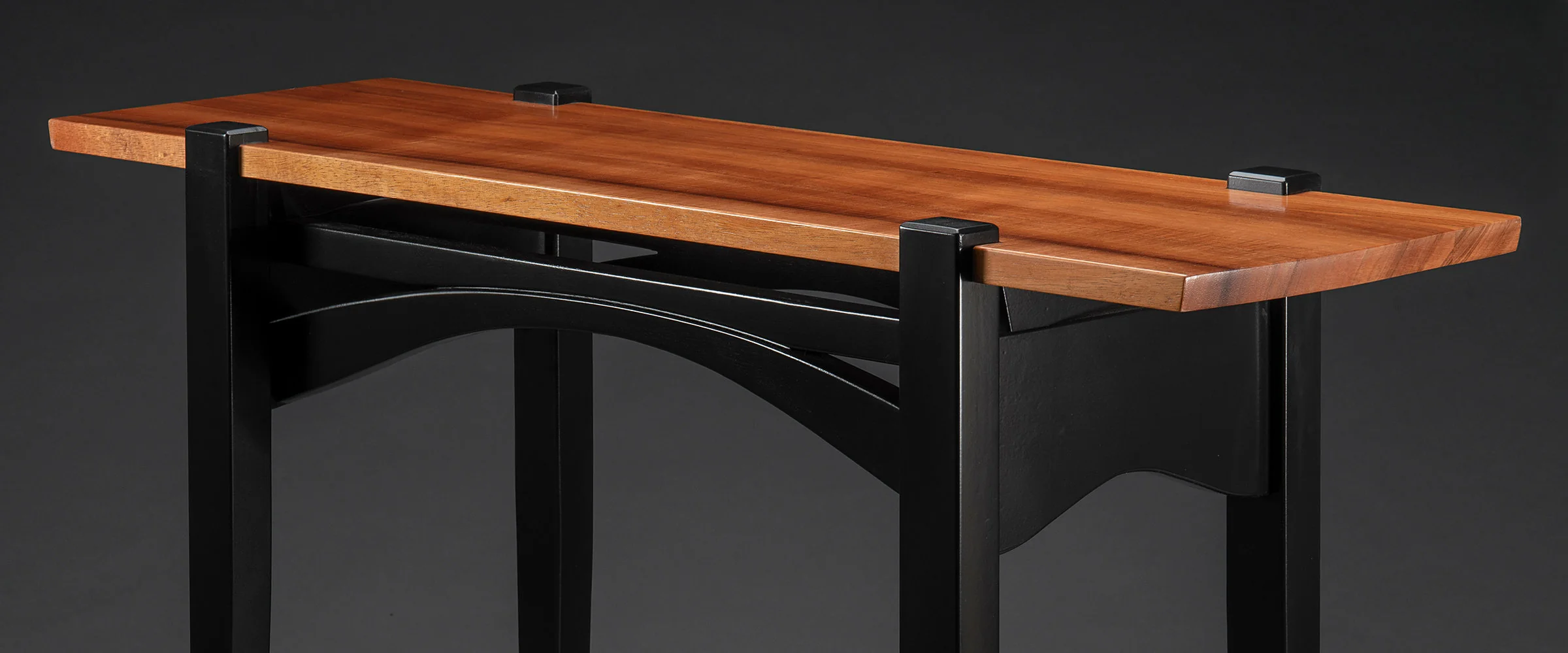 Bridge Series Console Table - Hawaiian Koa Wood Top with Black Legs - Image 2
