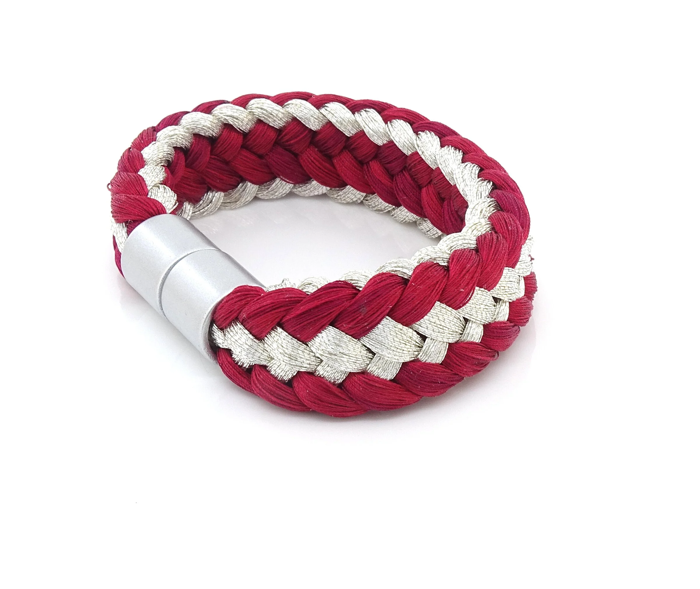 Bright Silver and Cherry Red Bracelet - Image 2
