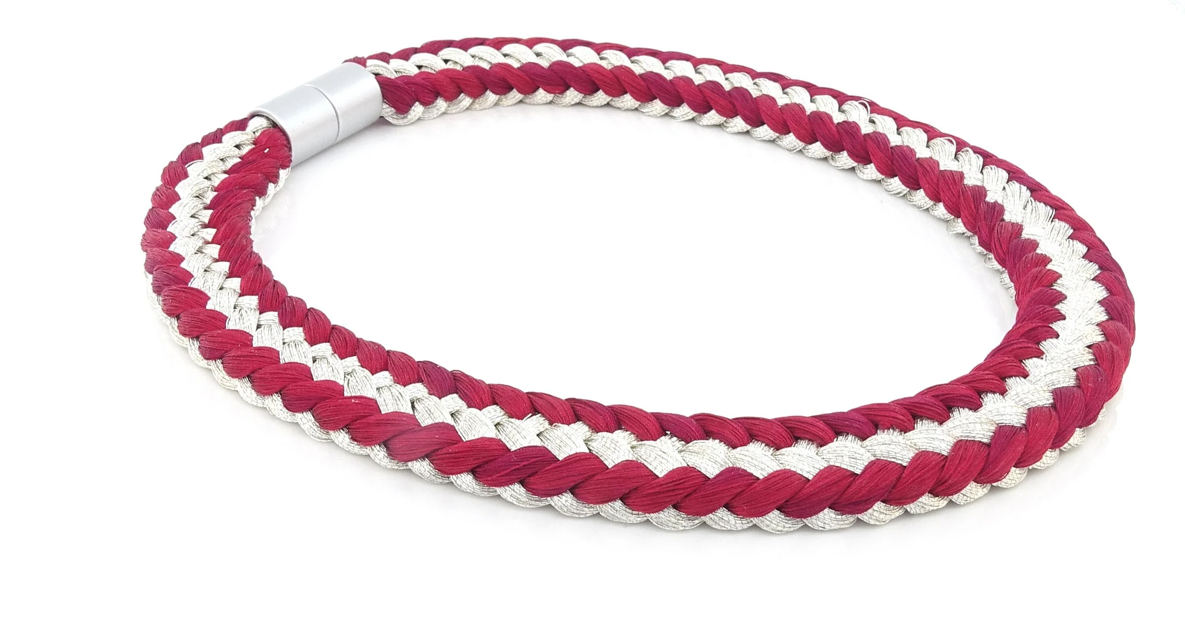 Bright Silver and Cherry Red Necklace - Image 3