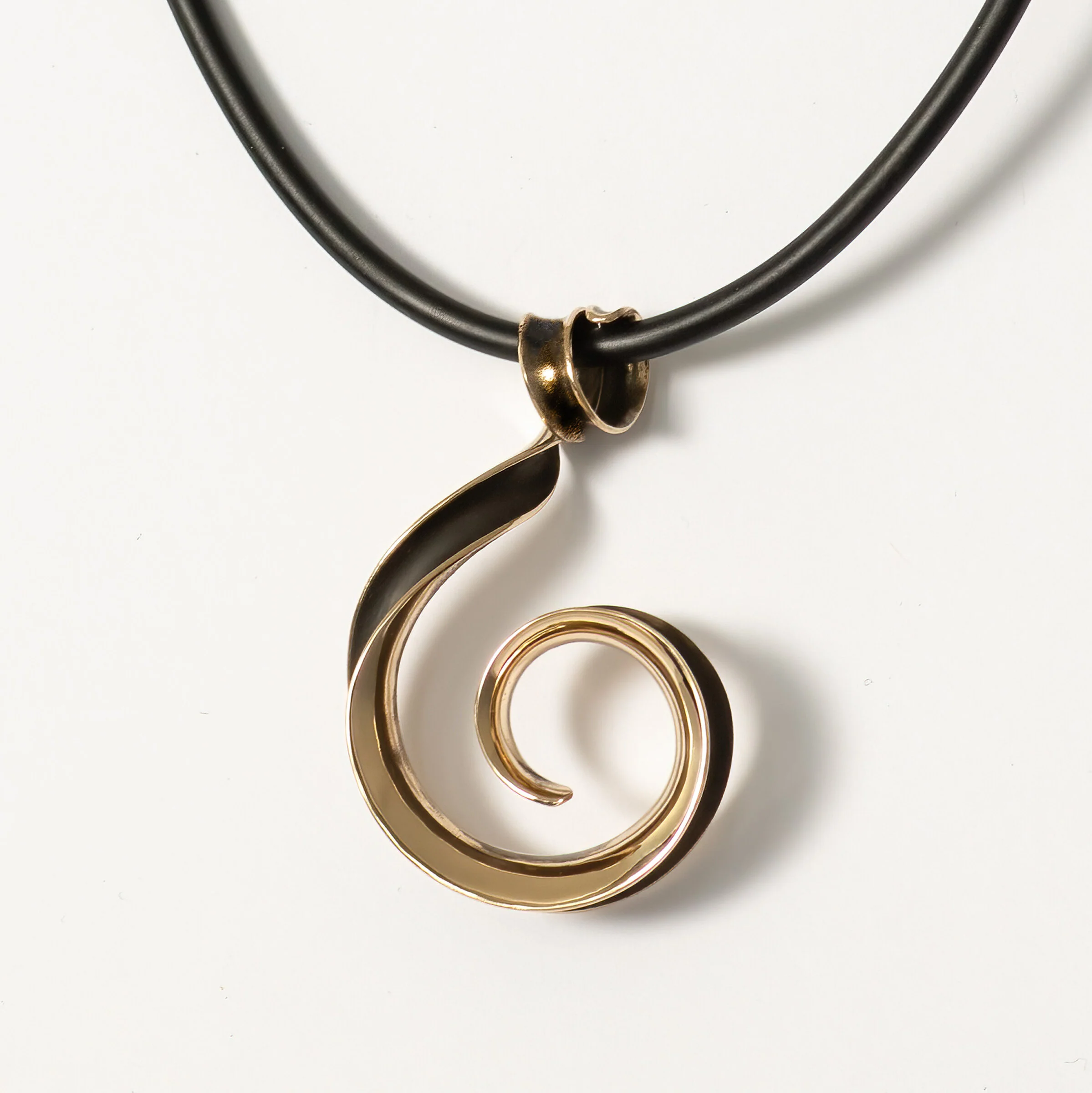 Bronze Spiral Pendant - Leather Cord with Lobster Clasp