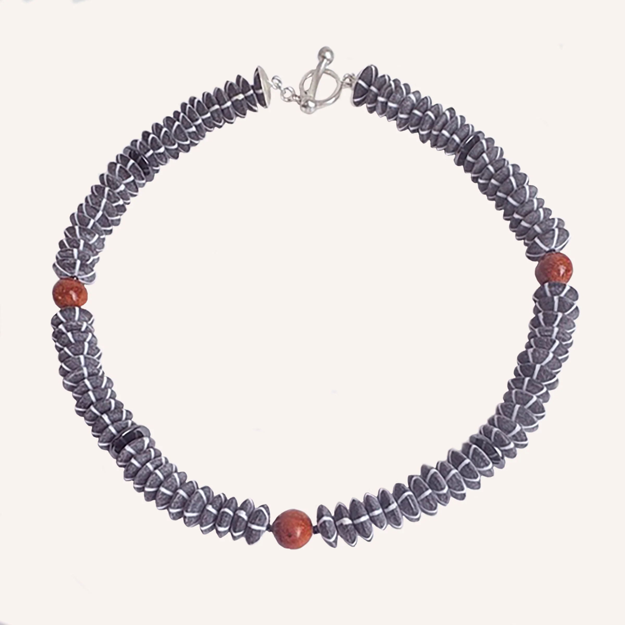 Buffalo Horn, Sponge Coral & Hematite Necklace - Image 4