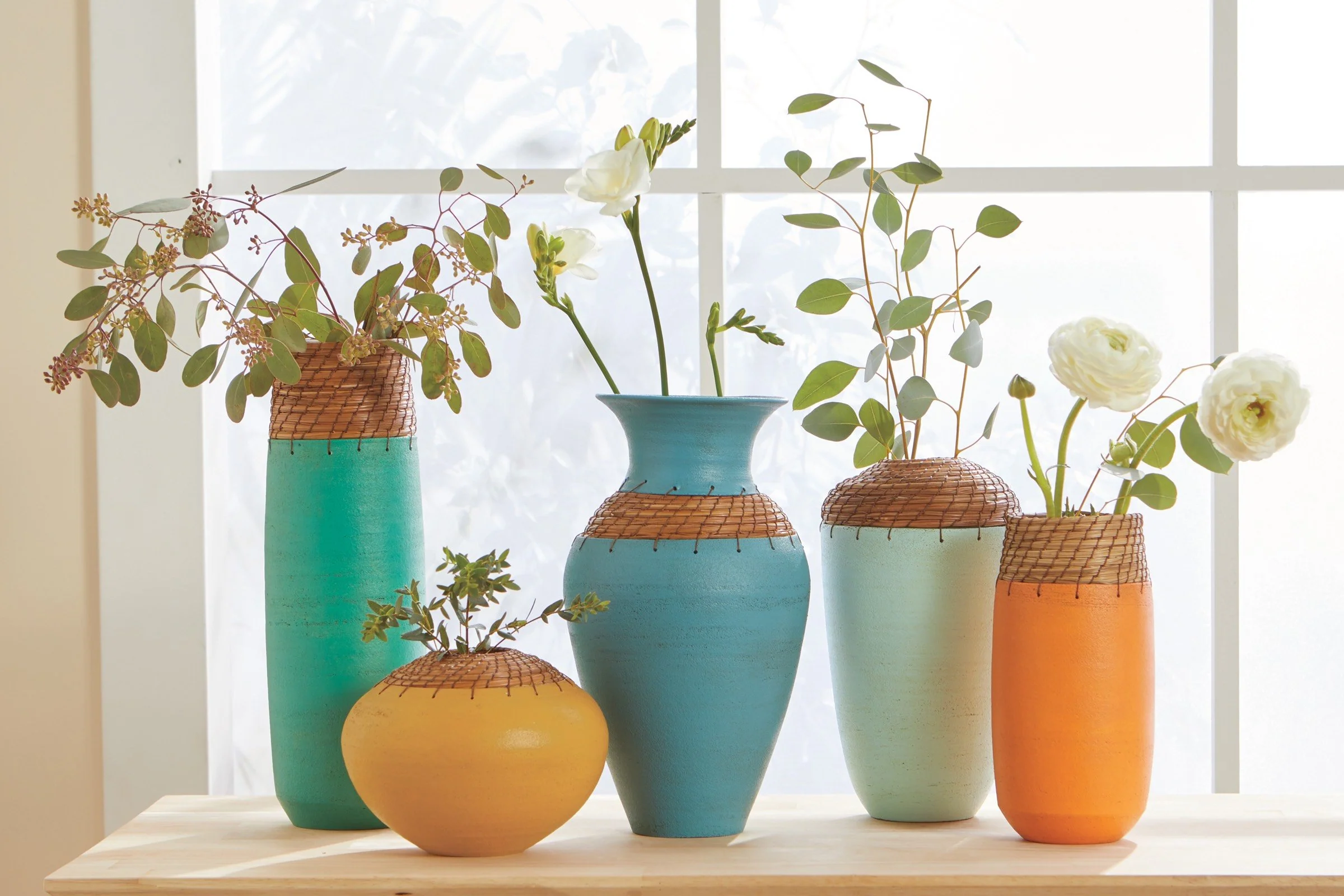 Cabana Blue Vase with Rim - Cabana Blue Vase with Rim - Image 2