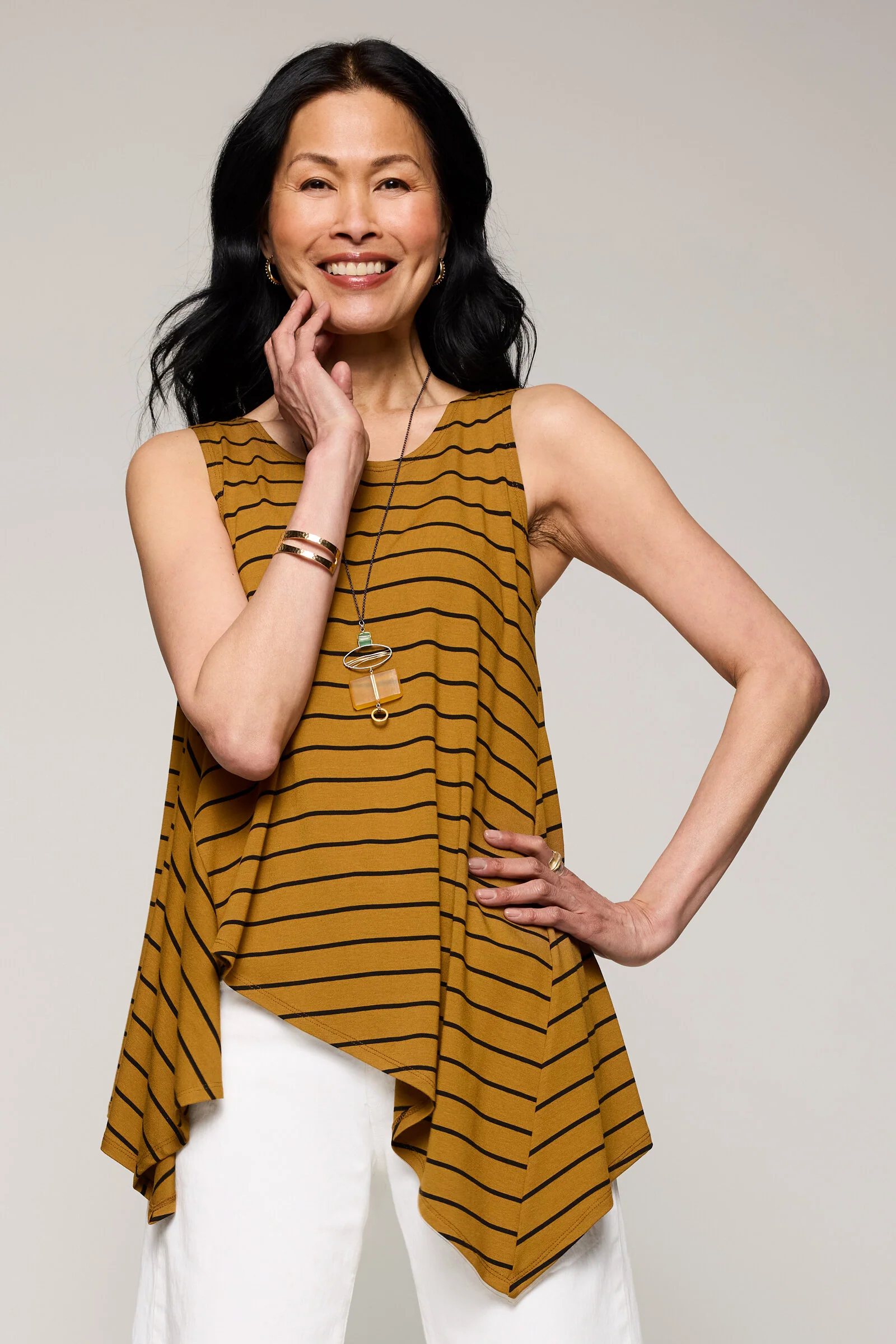 Caledonia Tank - Bronze Riviera Stripe