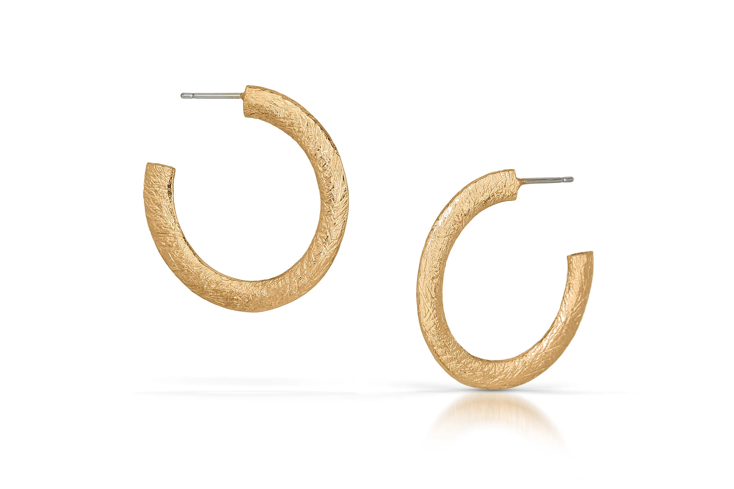 Carved Hoop Earrings - 18k Rose Gold Vermeil
