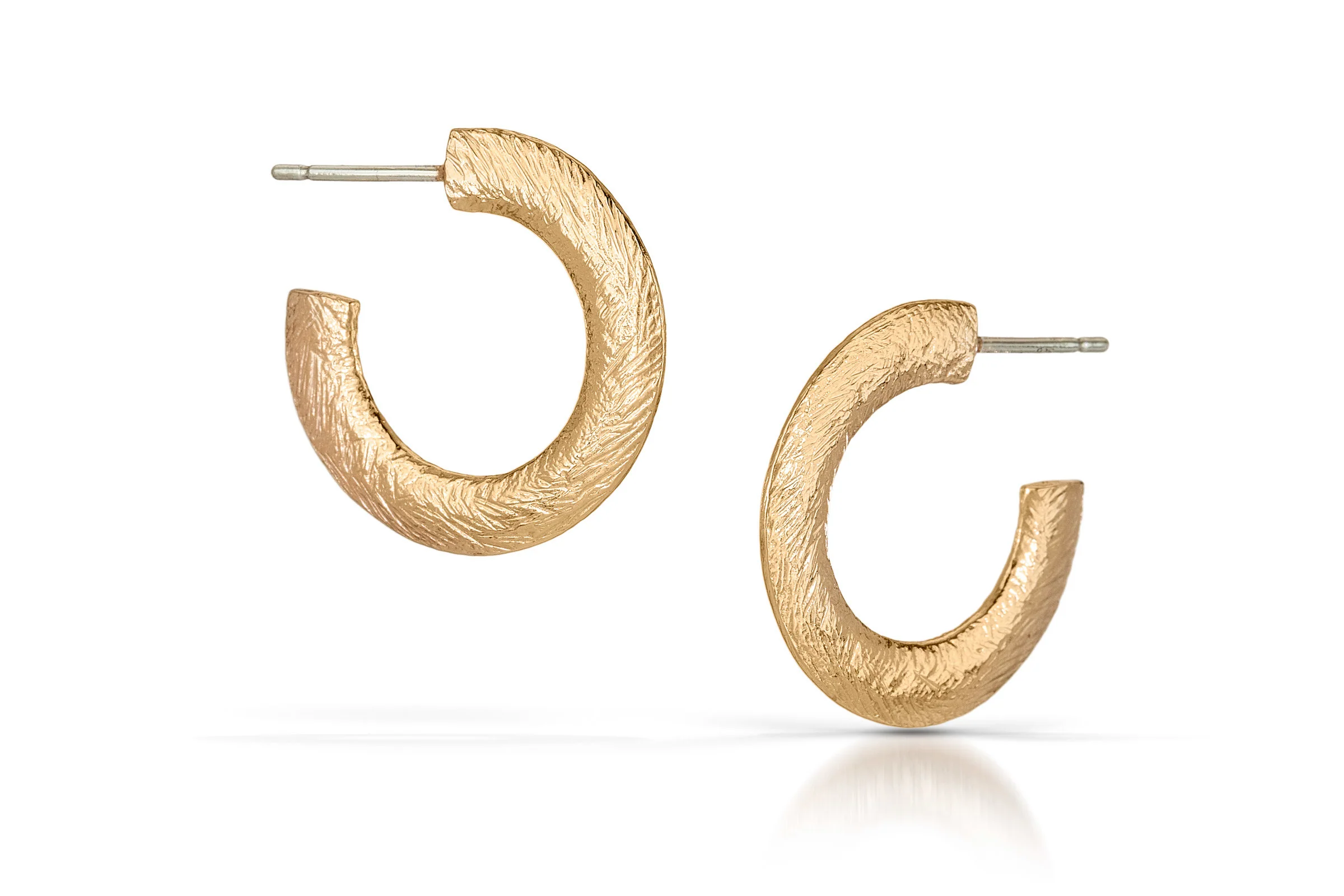 Carved Hoop Earrings - 18k Rose Gold Vermeil - Image 2