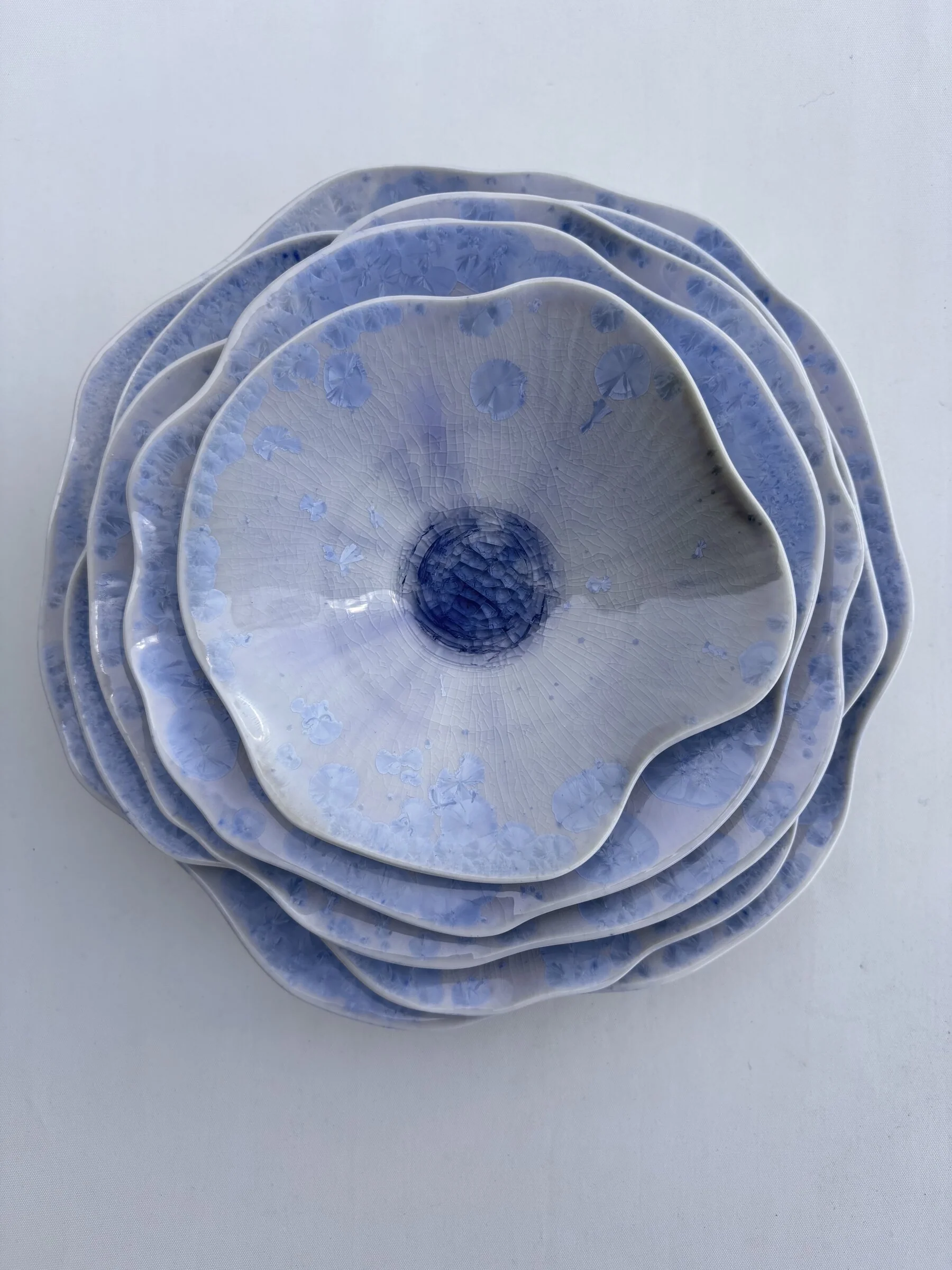 Carved Rim Crystalline Wall Bowls, Set of Five - Image 2