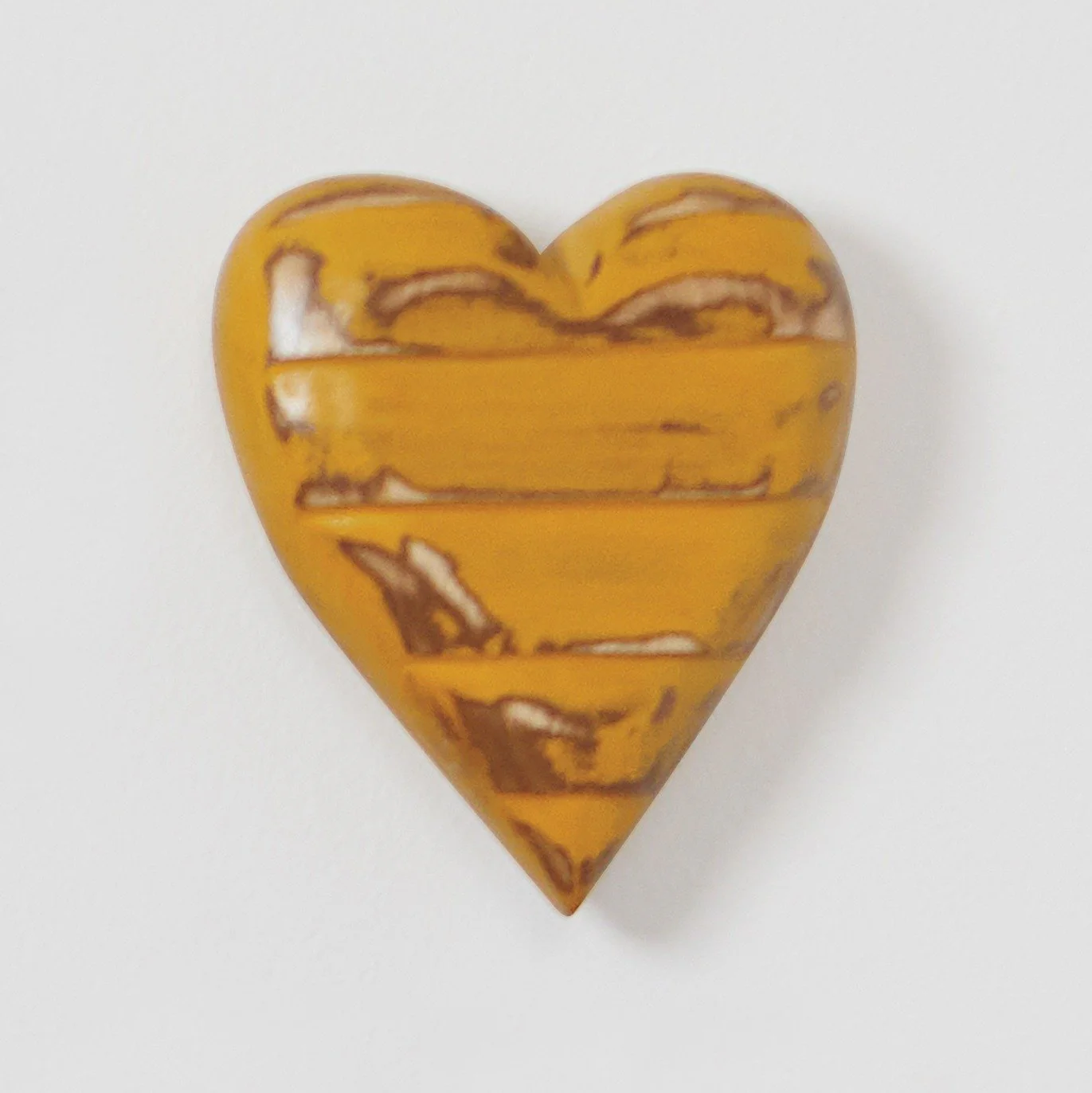 Carved Wood Heart - Marigold Horizontal