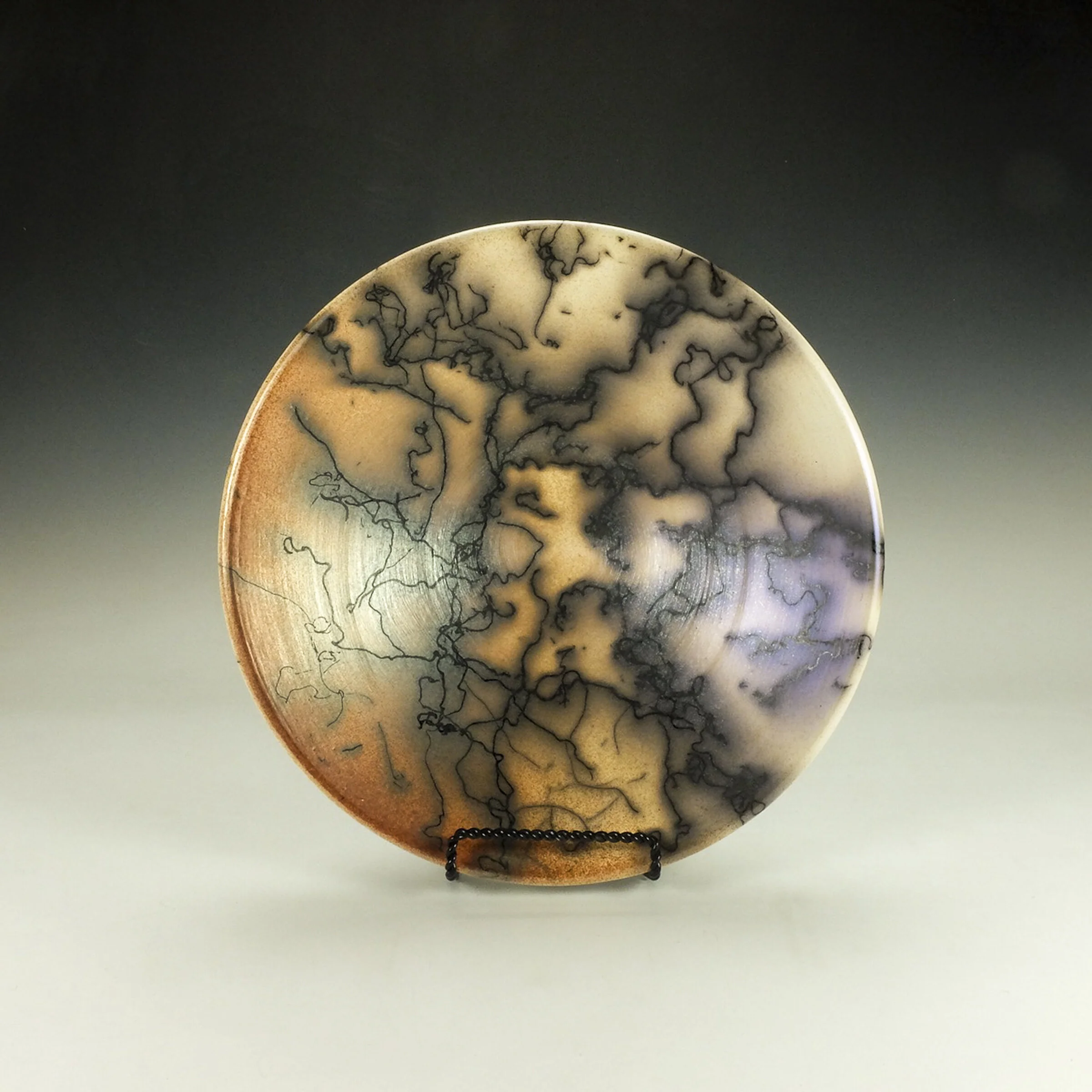 Horsehair Raku Bowl in Orange and Red Blush