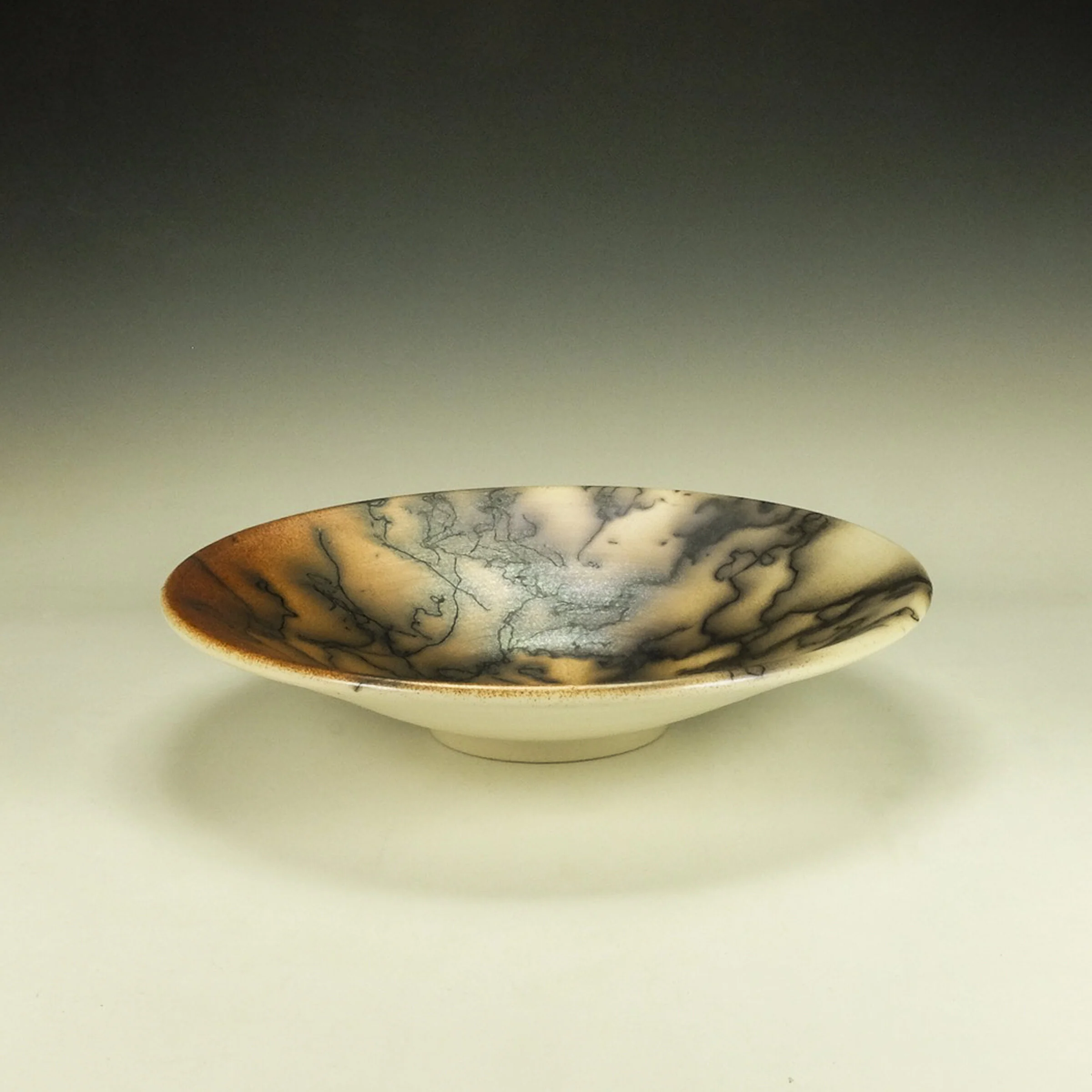 Horsehair Raku Bowl in Orange and Red Blush - Image 2