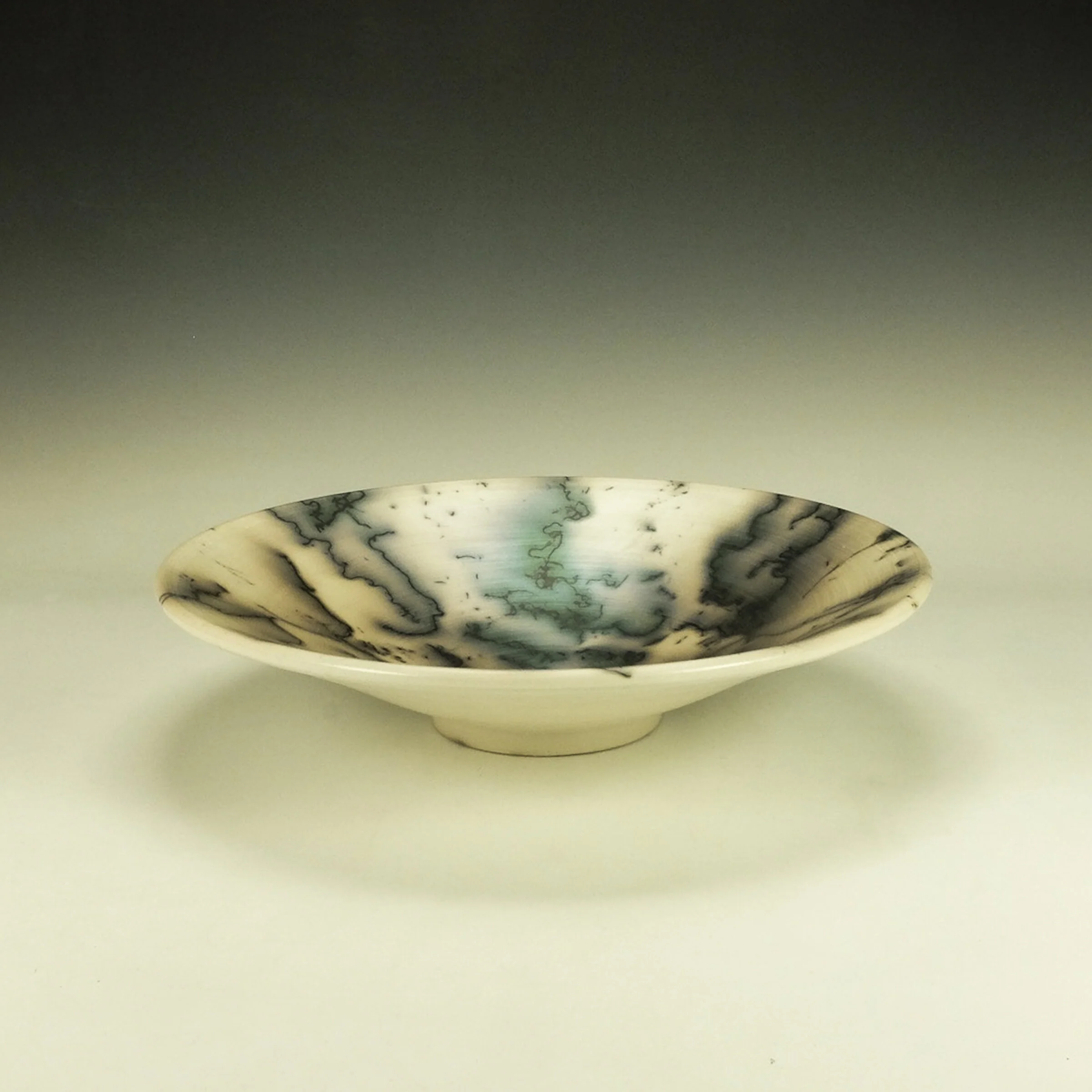 Horsehair Raku Bowl with Green Blush - Image 2
