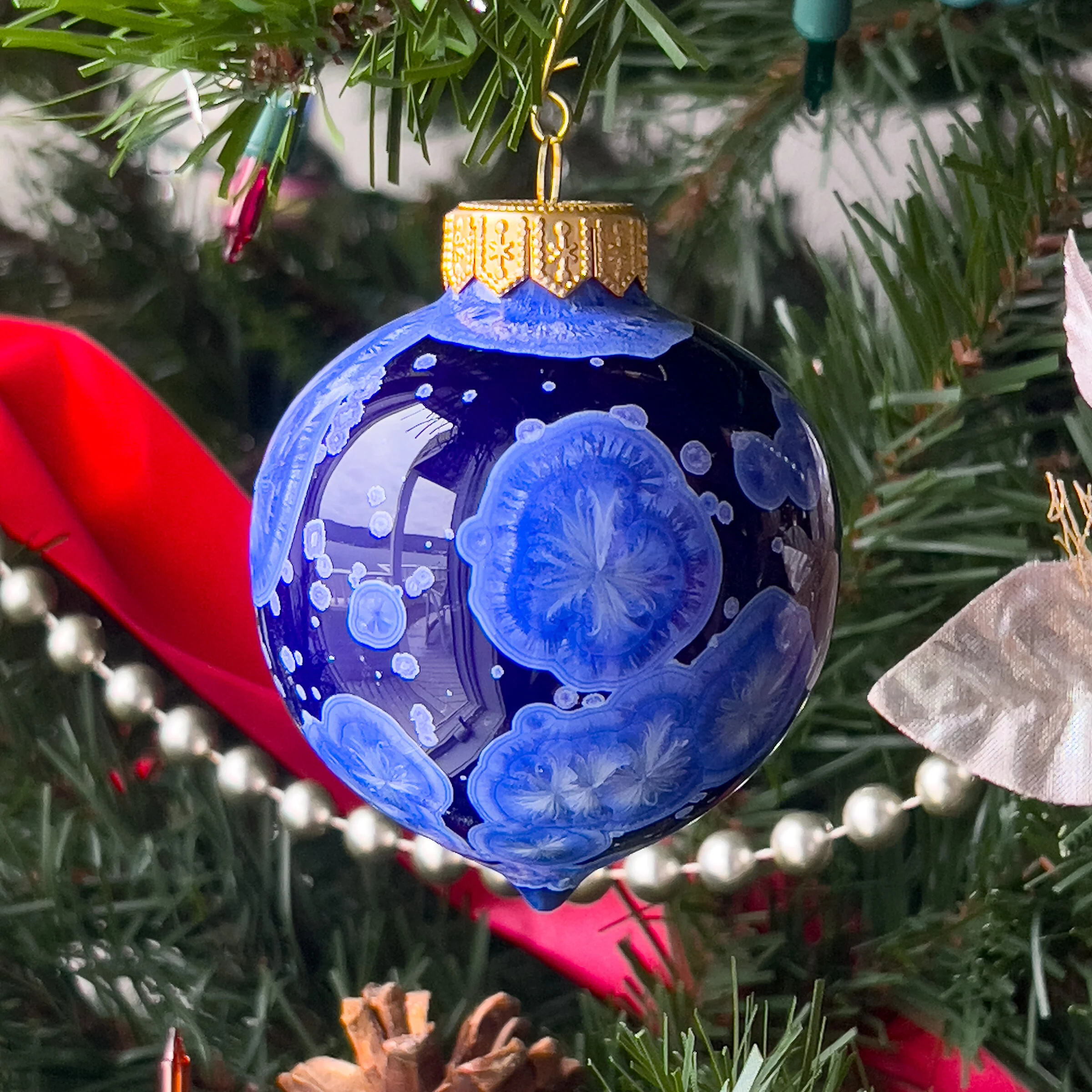 Crystalline Bauble Ornament, Cobalt Ocean - Image 3
