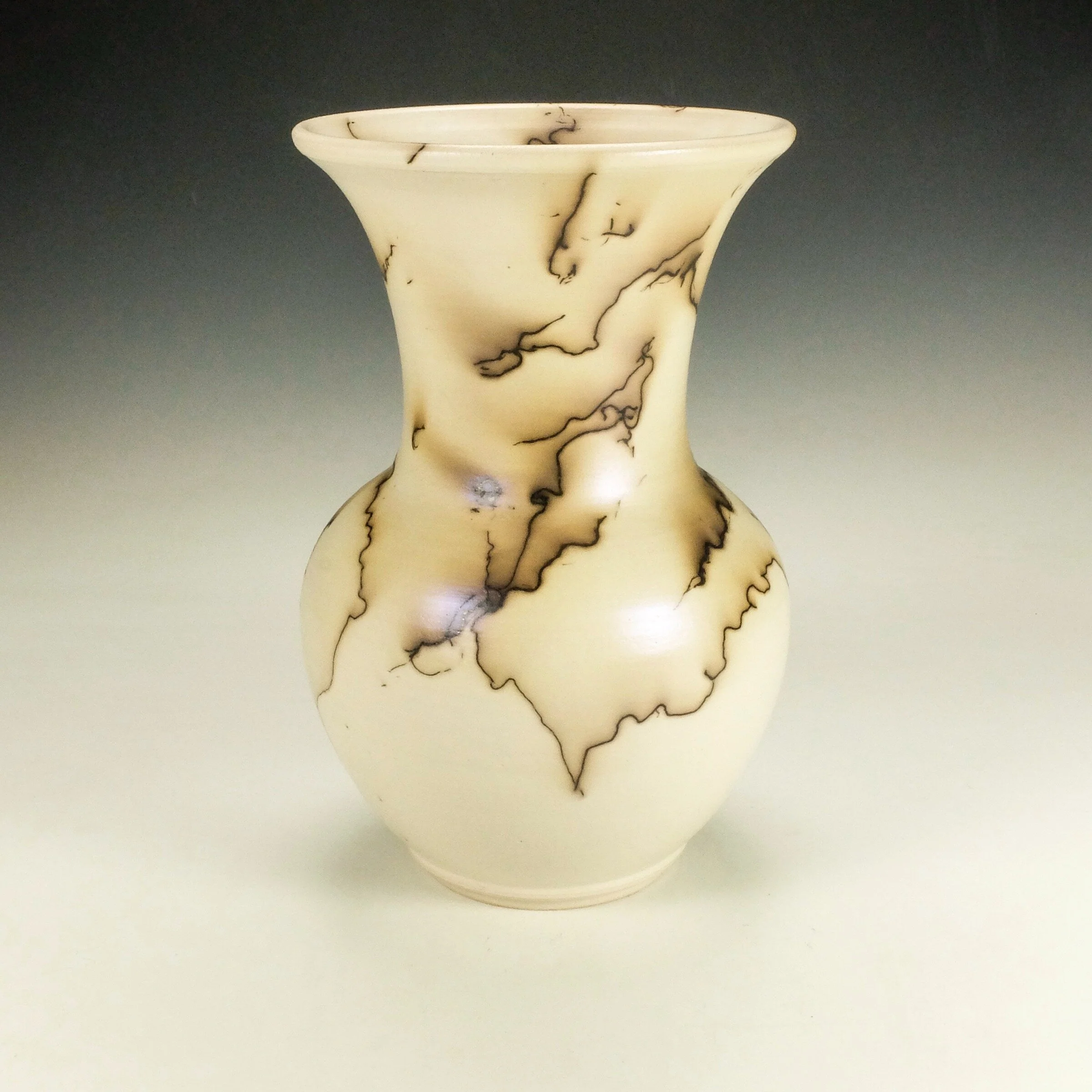 Horsehair Raku Vessel with Red Blush - Image 2