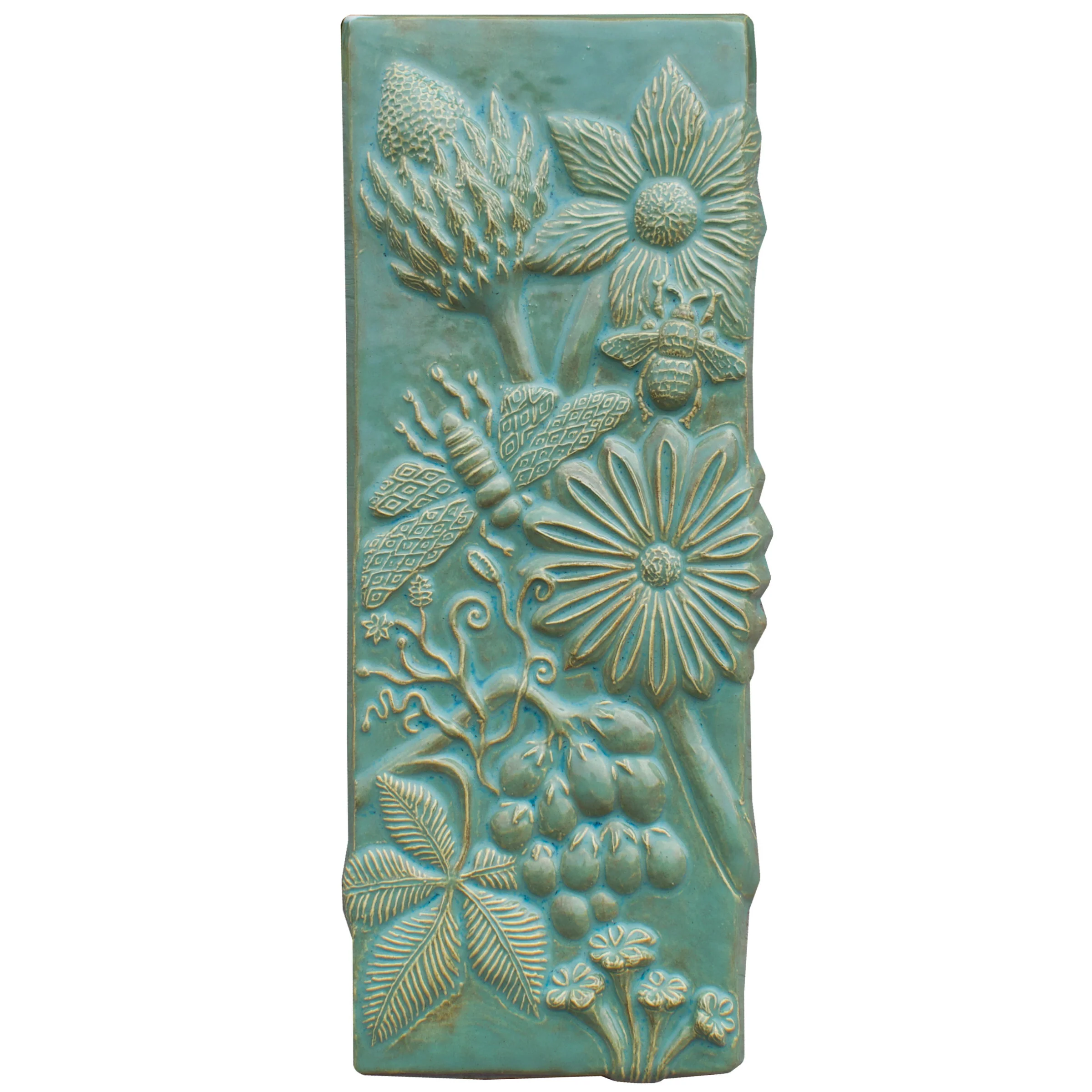 Botanical Tile in Antique Teal