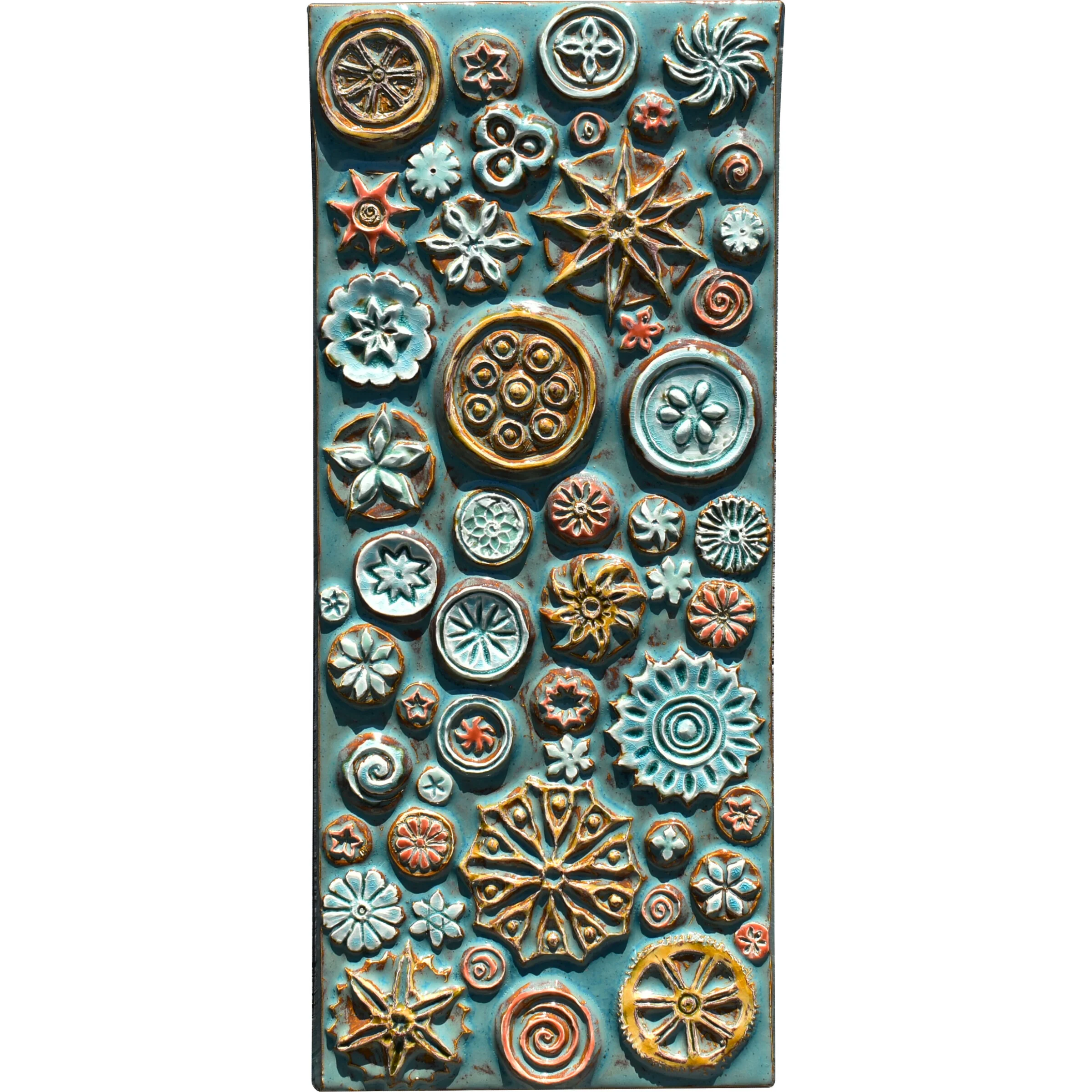Mosaic of Circles Tile in Antique Teal, Orange and Yellow - Image 3