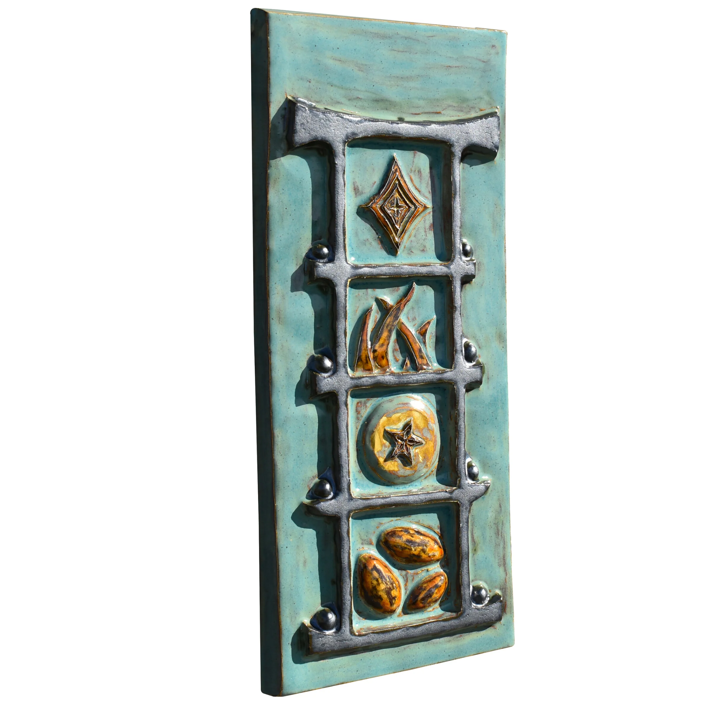 Torii Totem in Antique Teal, Amber & Steel Glazes - Image 2