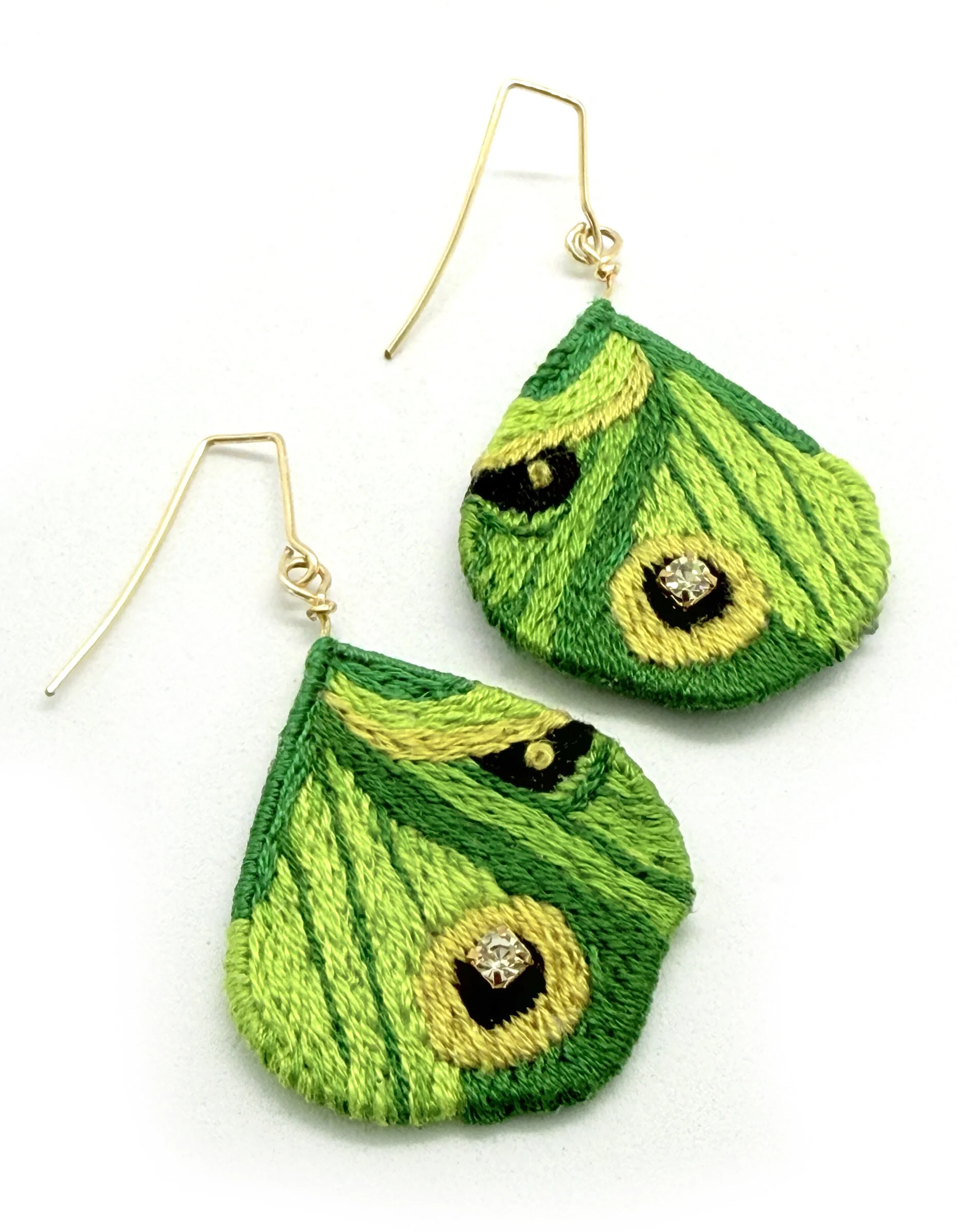 Chartreuse Butterfly Wing Earrings - Image 2