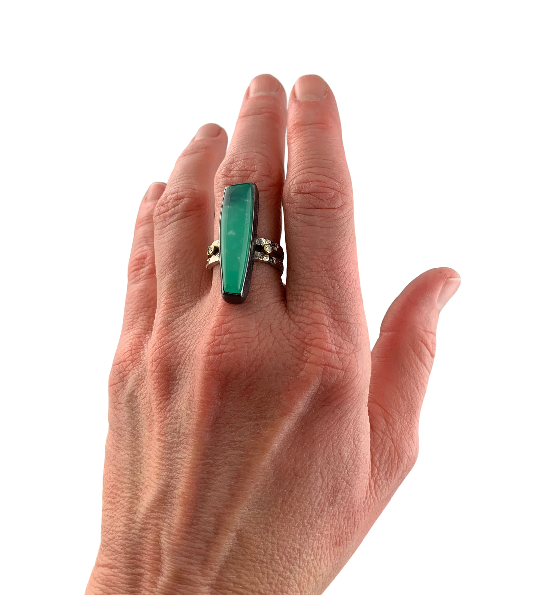 Chrysoprase Double Band Ring - Image 2