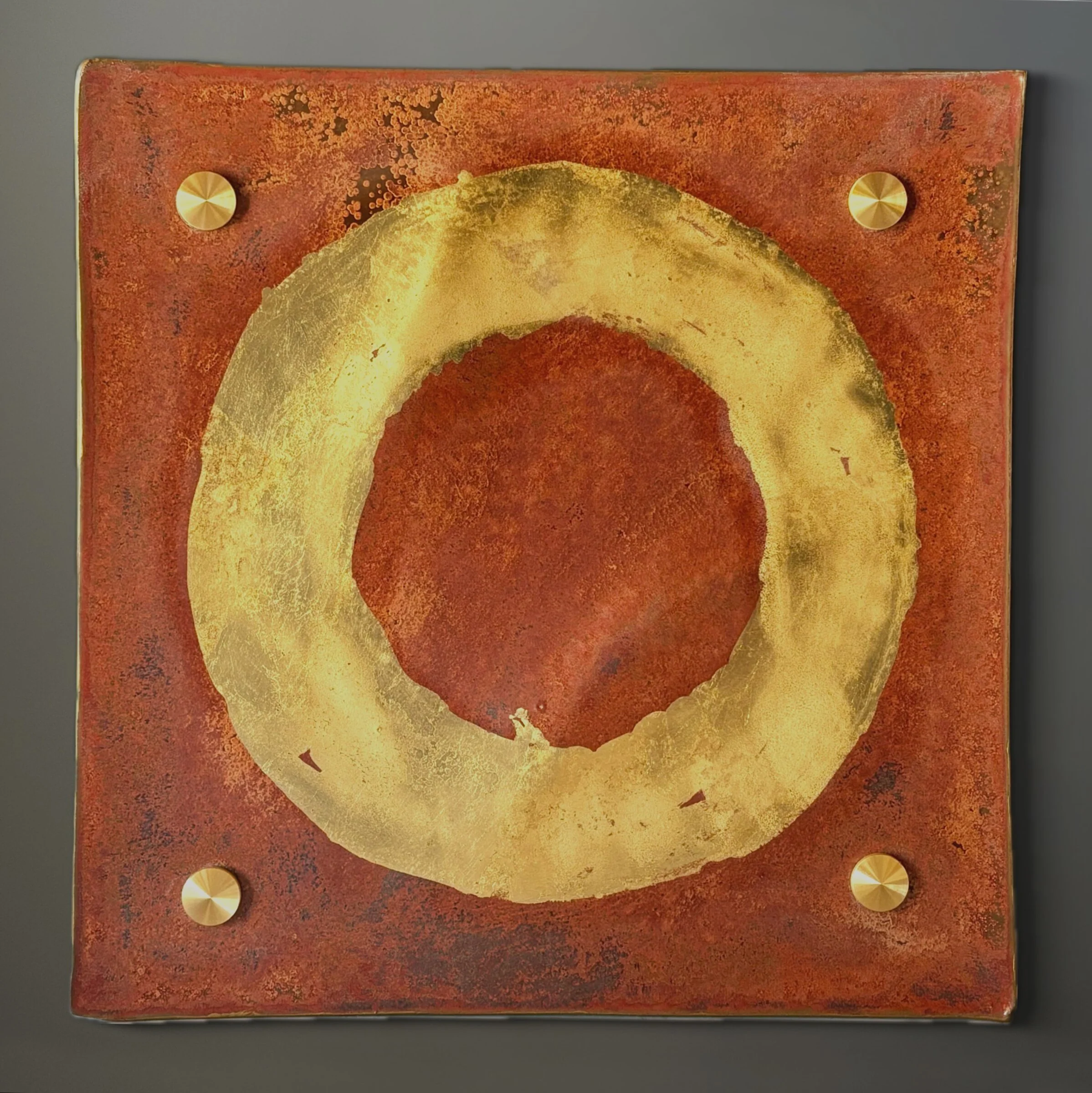 Circle Line Square Copper and Gold Wall Squares - Image 3