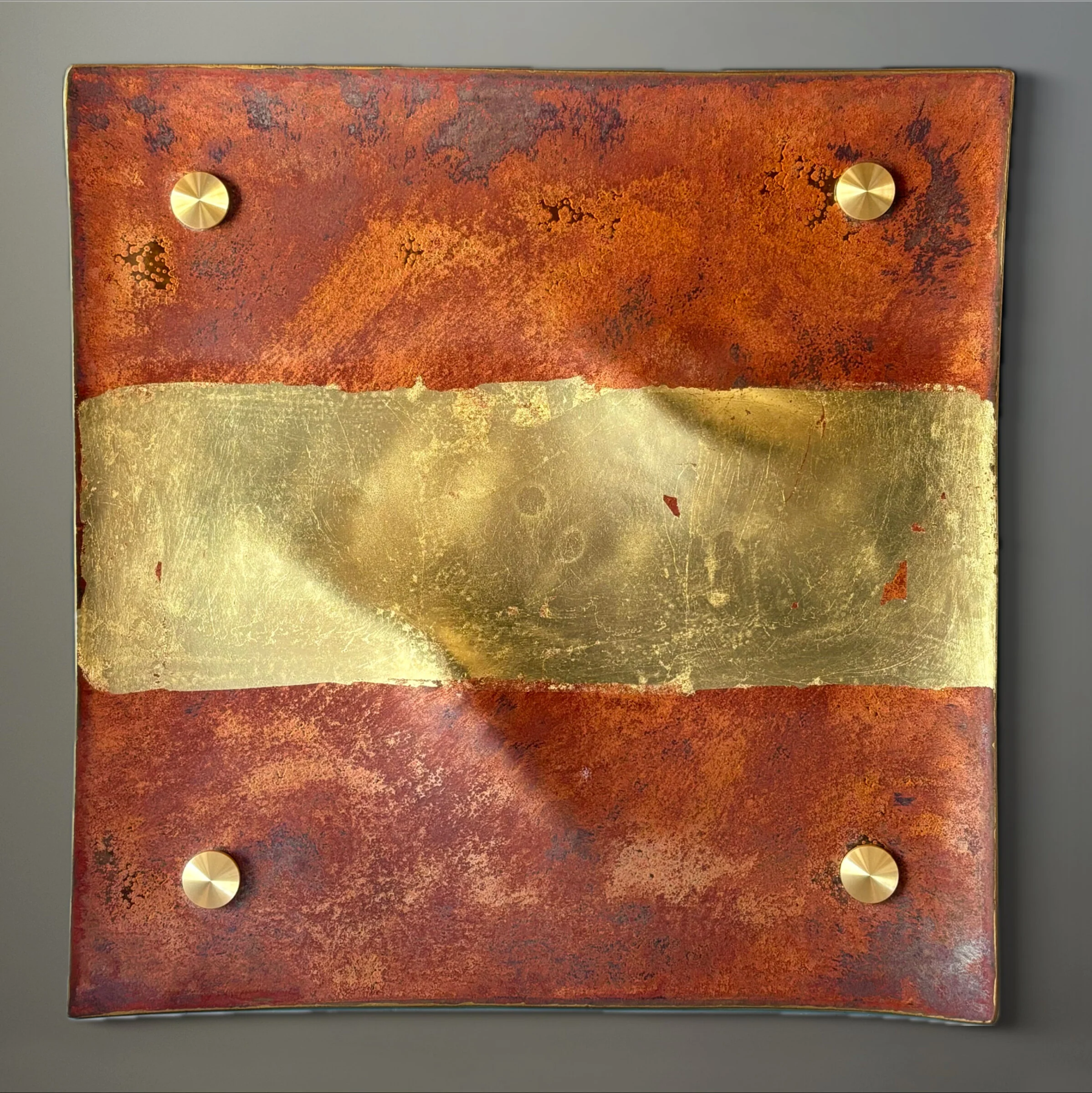 Circle Line Square Copper and Gold Wall Squares - Image 4
