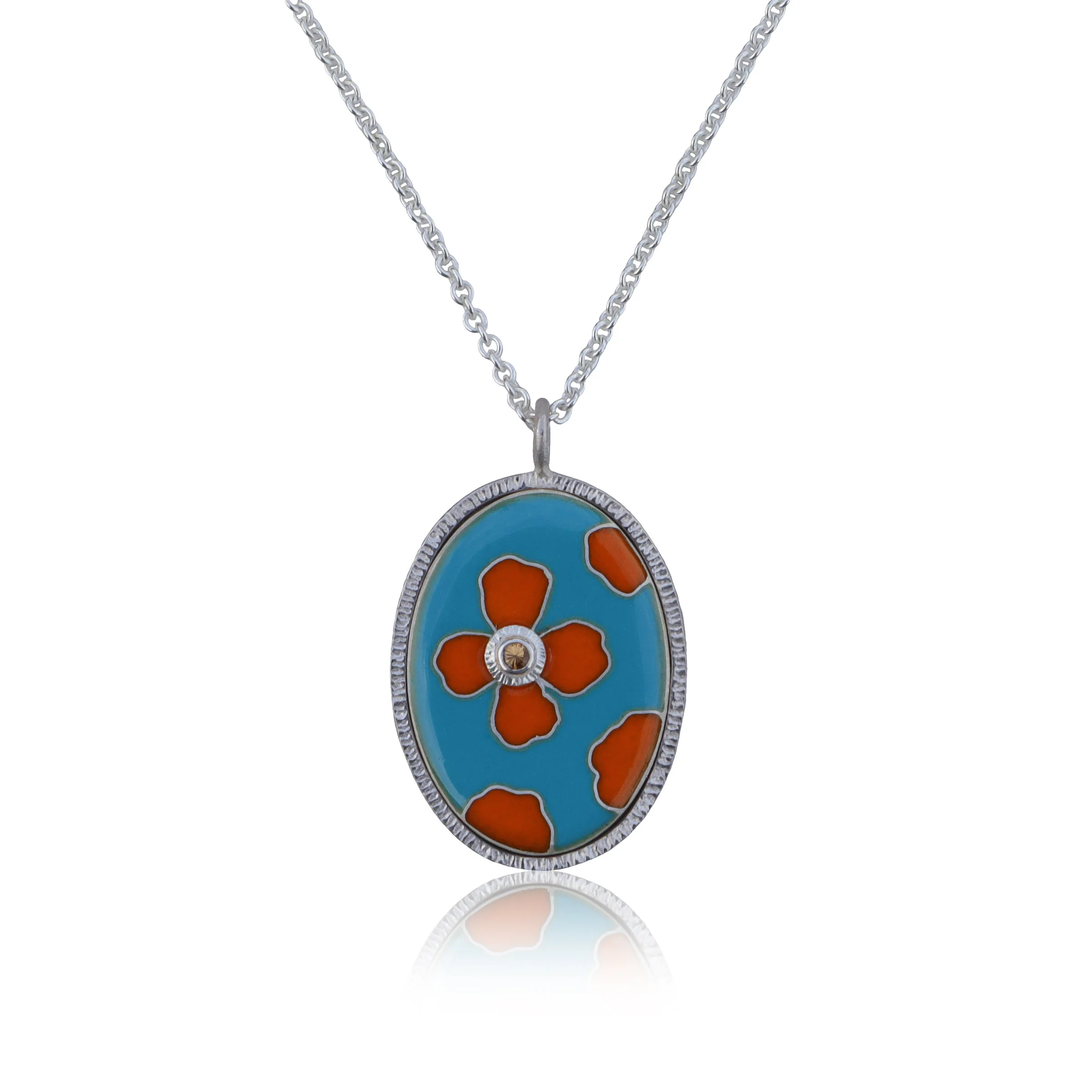 Cloisonne California Poppy Pendant - Image 3