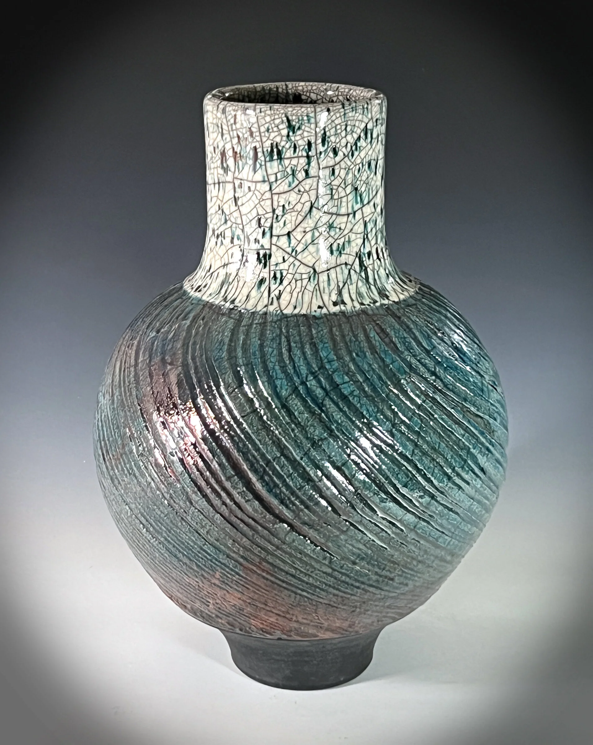 Copper Spiral Raku Vase