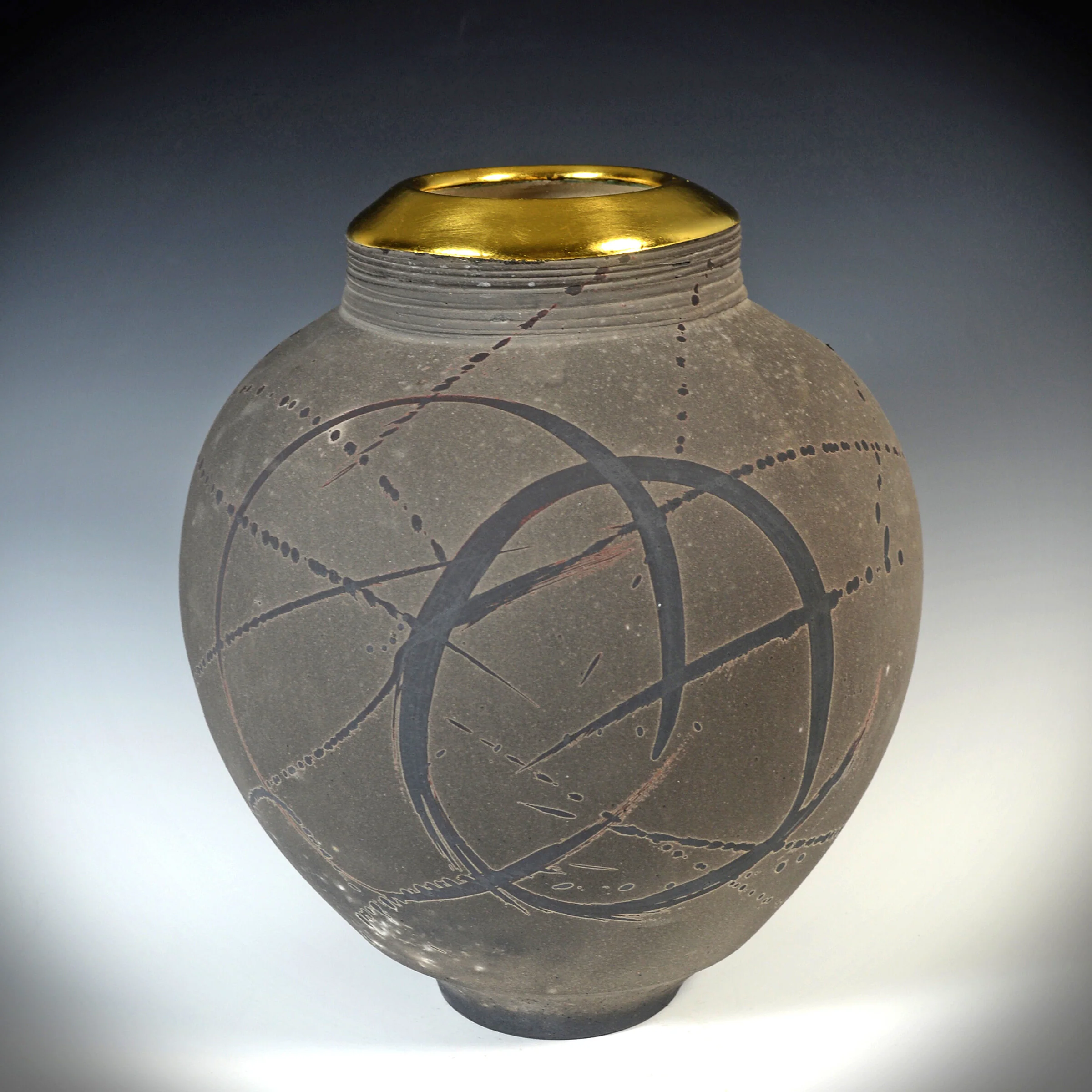 Cosmic Circles XV Raku Vase - Image 2