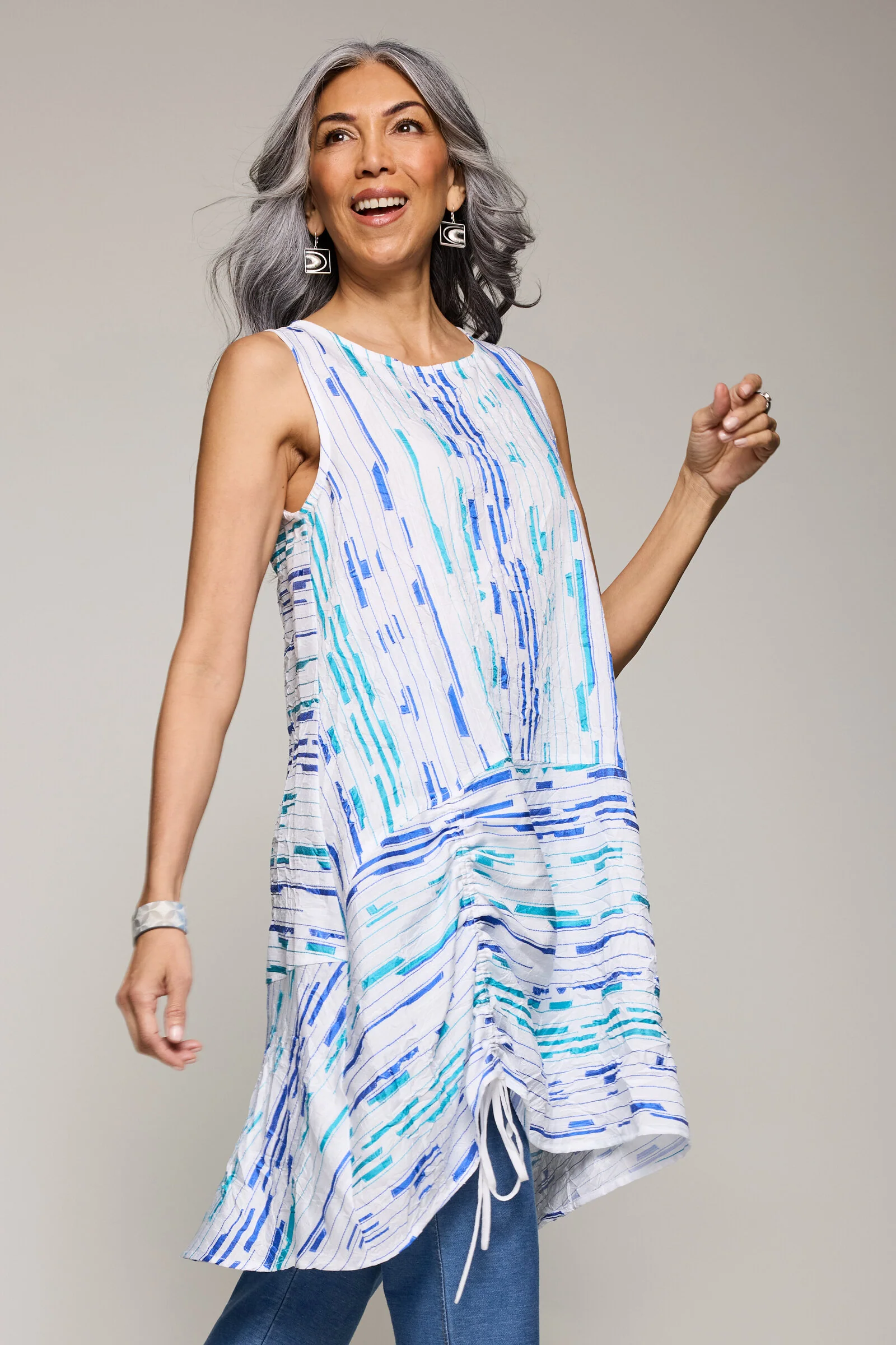 Crinkle Rory Tunic Dress - Aqua Code
