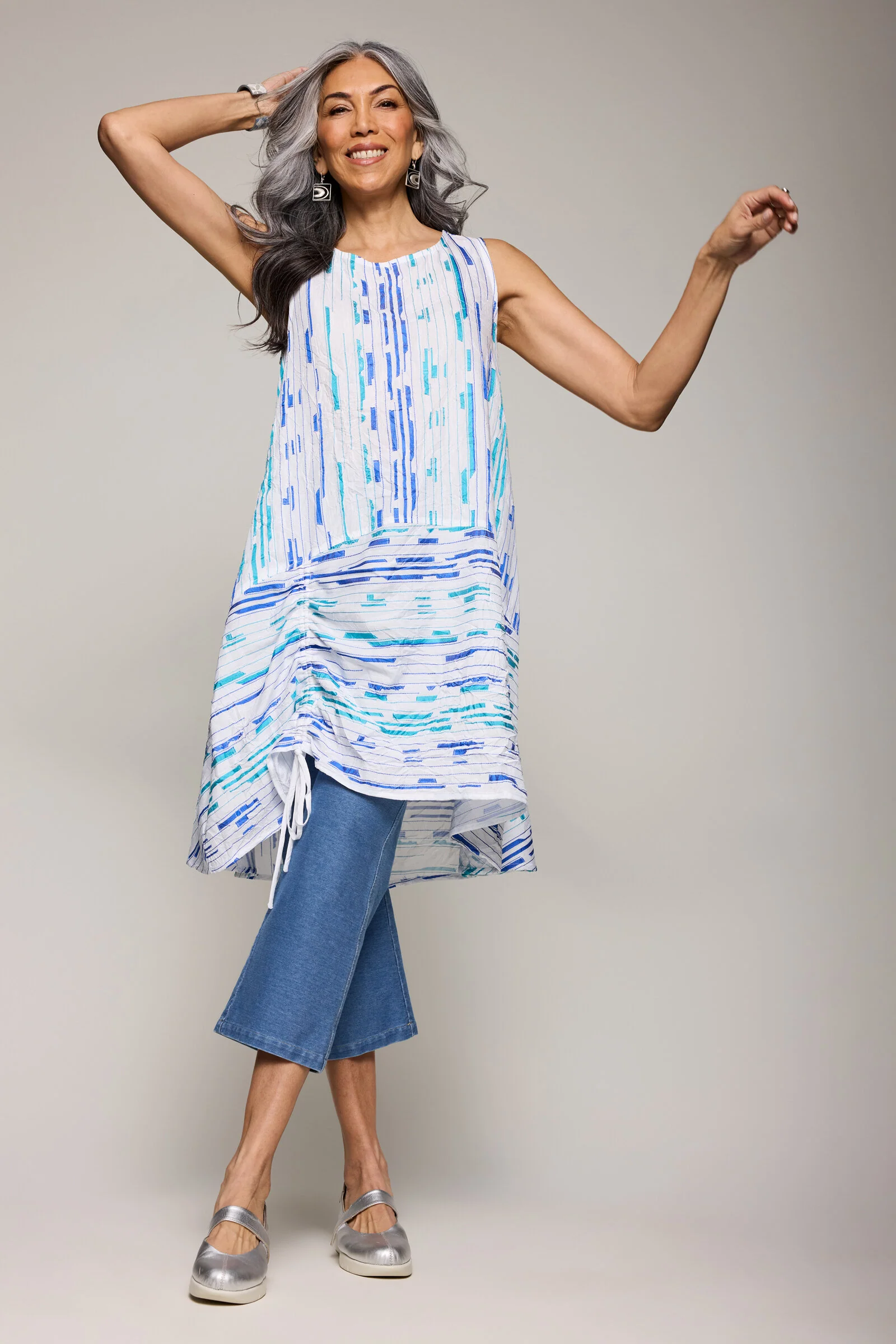 Crinkle Rory Tunic Dress - Aqua Code - Image 2