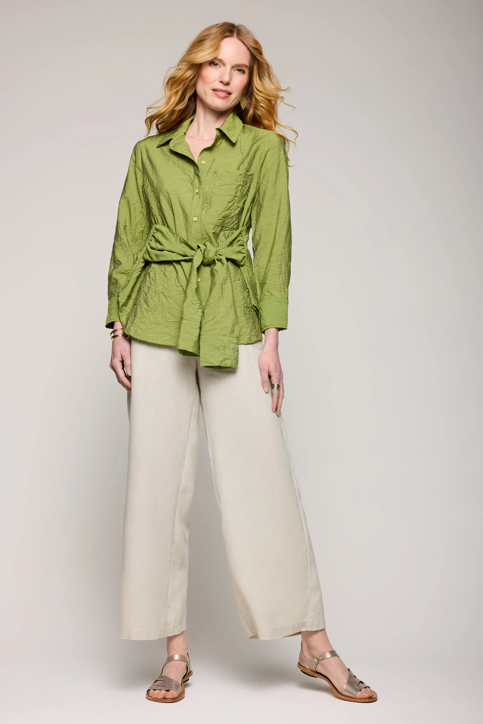 Crinkle Tie Waist Shirt - Image 5