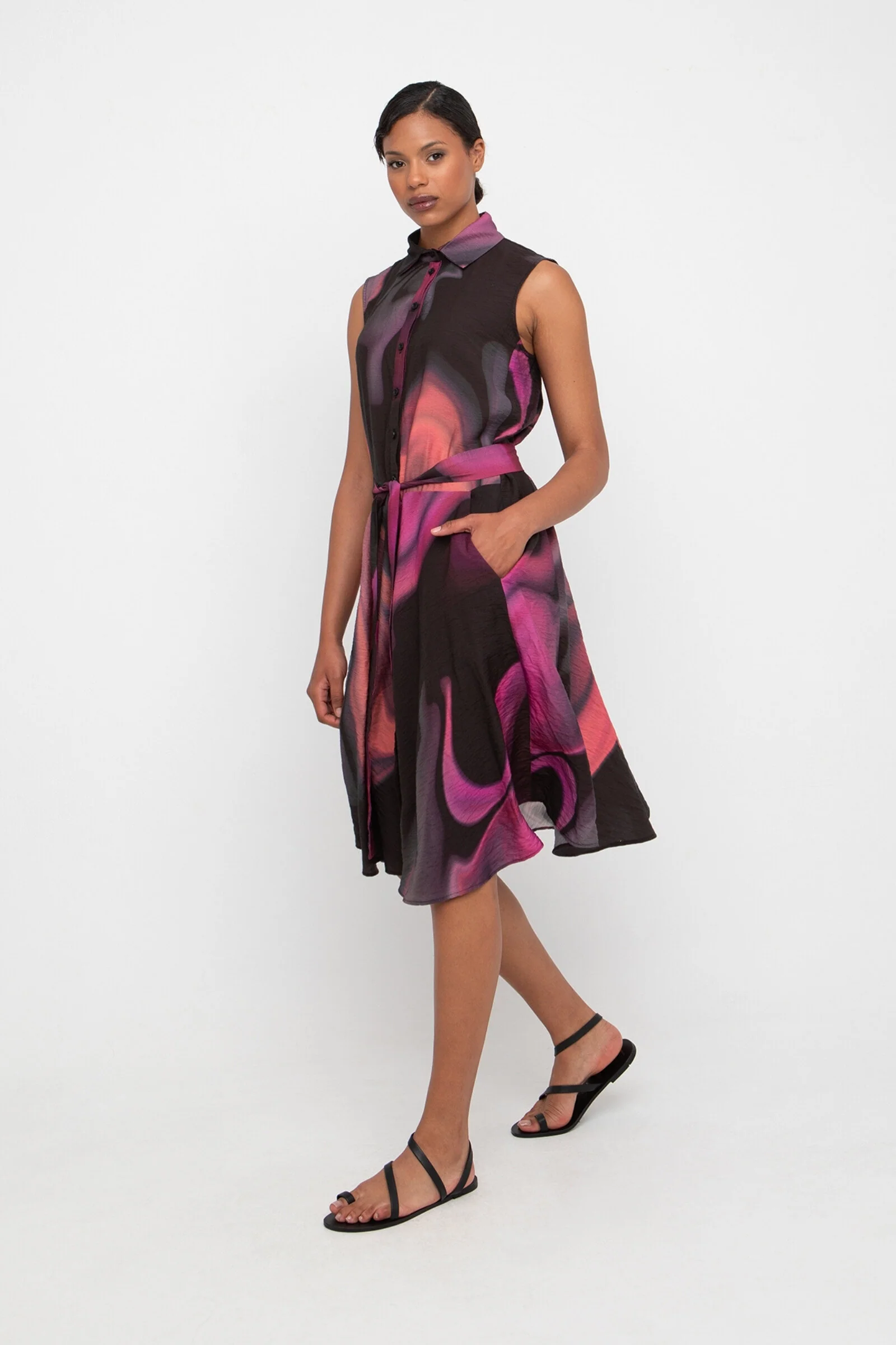 Daisy Shirtdress - Rose/Black Swirl