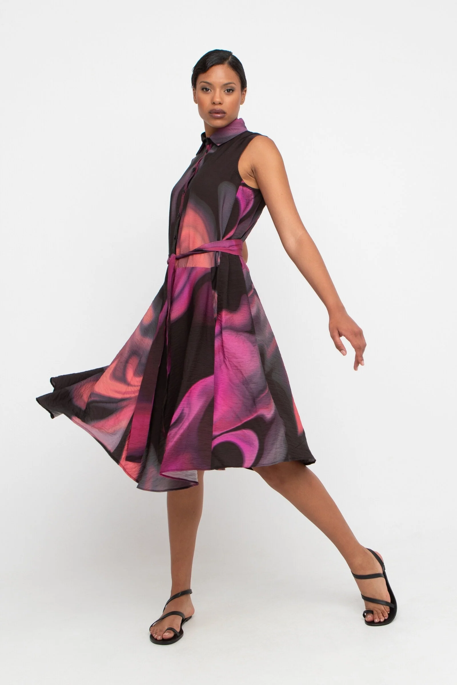 Daisy Shirtdress - Rose/Black Swirl - Image 3